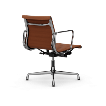 EA132 Aluminium Chair kontorstol filt glidere - 97 cognac leather L20-polished - Vitra