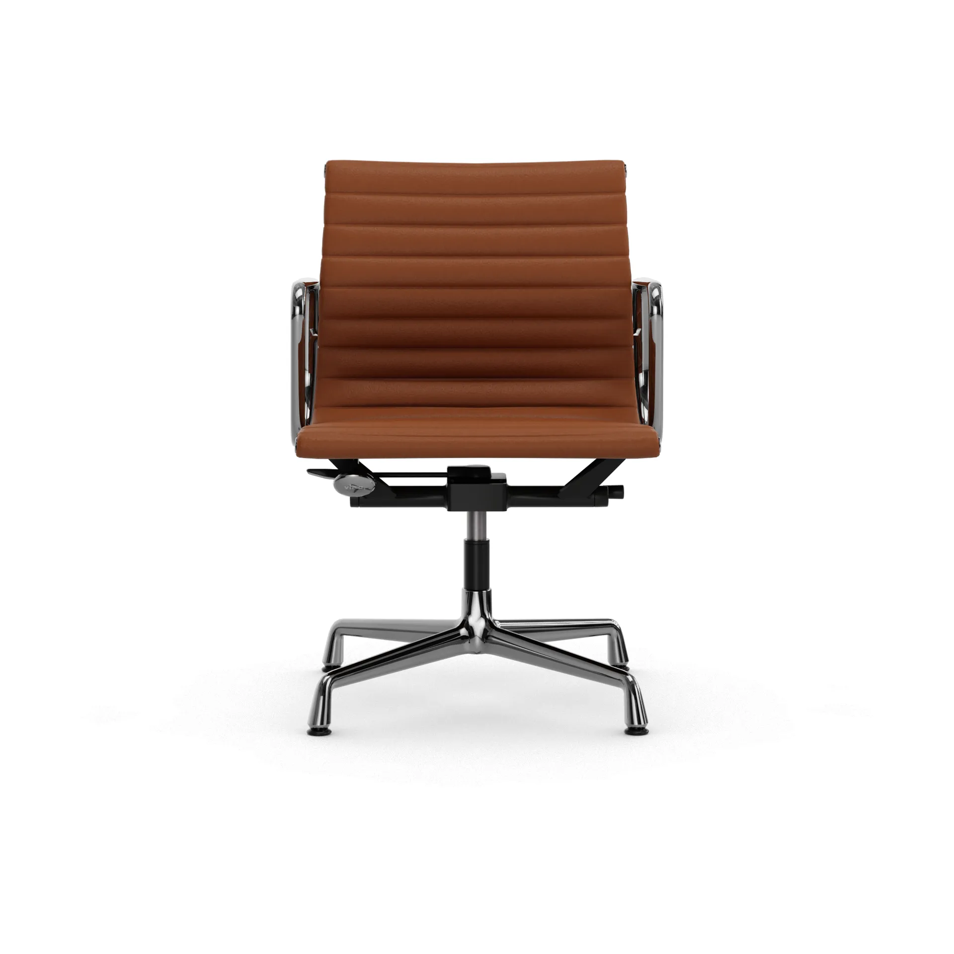 EA132 Aluminium Chair kontorstol filt glidere, 97 cognac leather L20-polished Vitra
