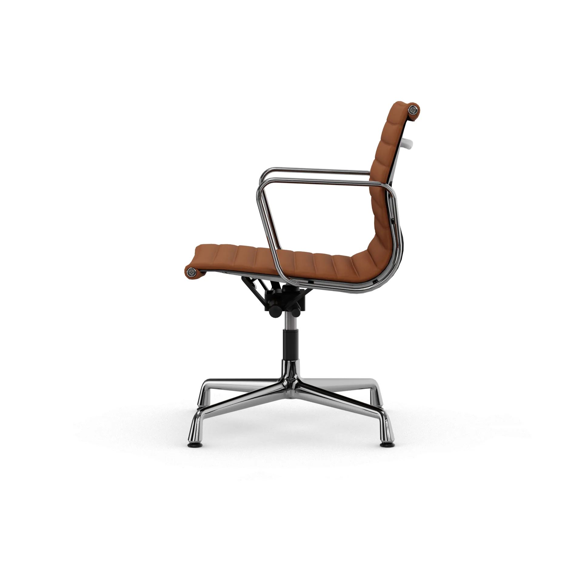 EA132 Aluminium Chair kontorstol filt glidere, 97 cognac leather L50-polished Vitra