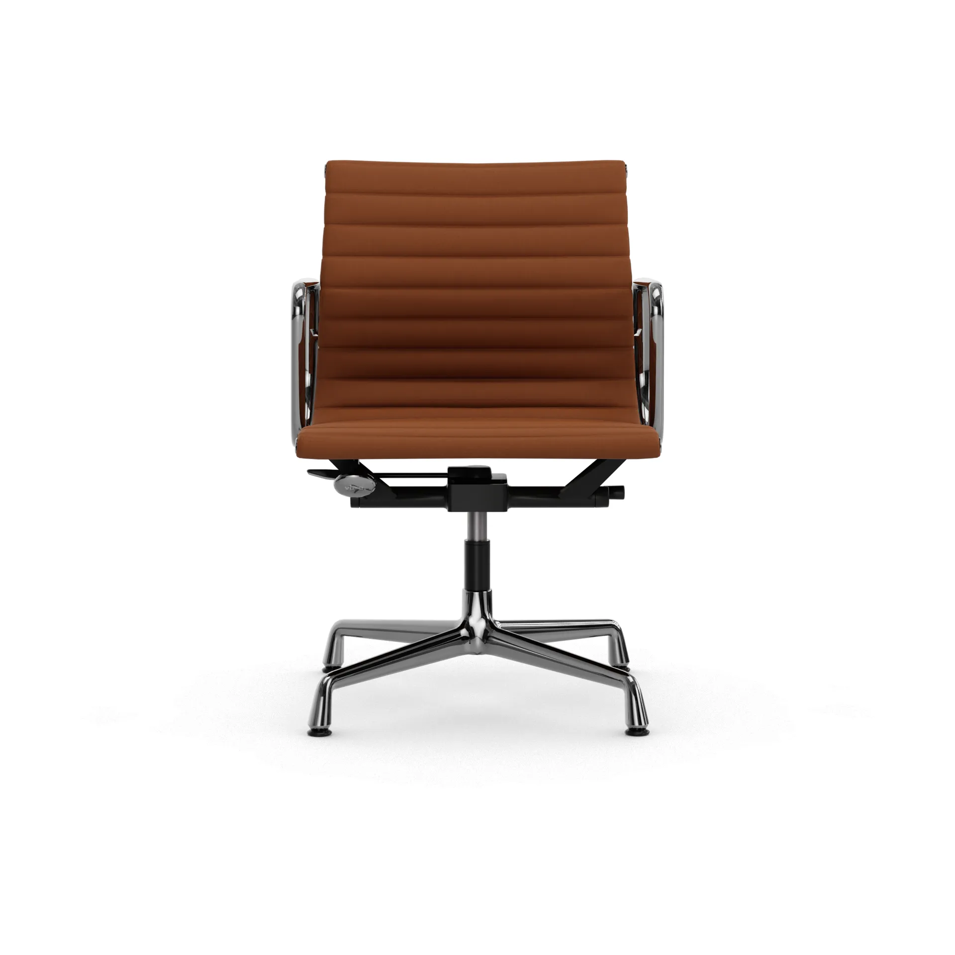 EA132 Aluminium Chair kontorstol filt glidere, 97 cognac leather L50-polished Vitra
