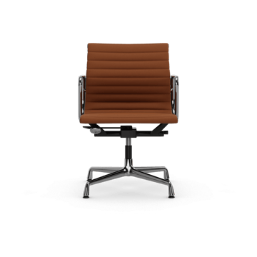 EA132 Aluminium Chair kontorstol filt glidere - 97 cognac skinn L50-krom - Vitra