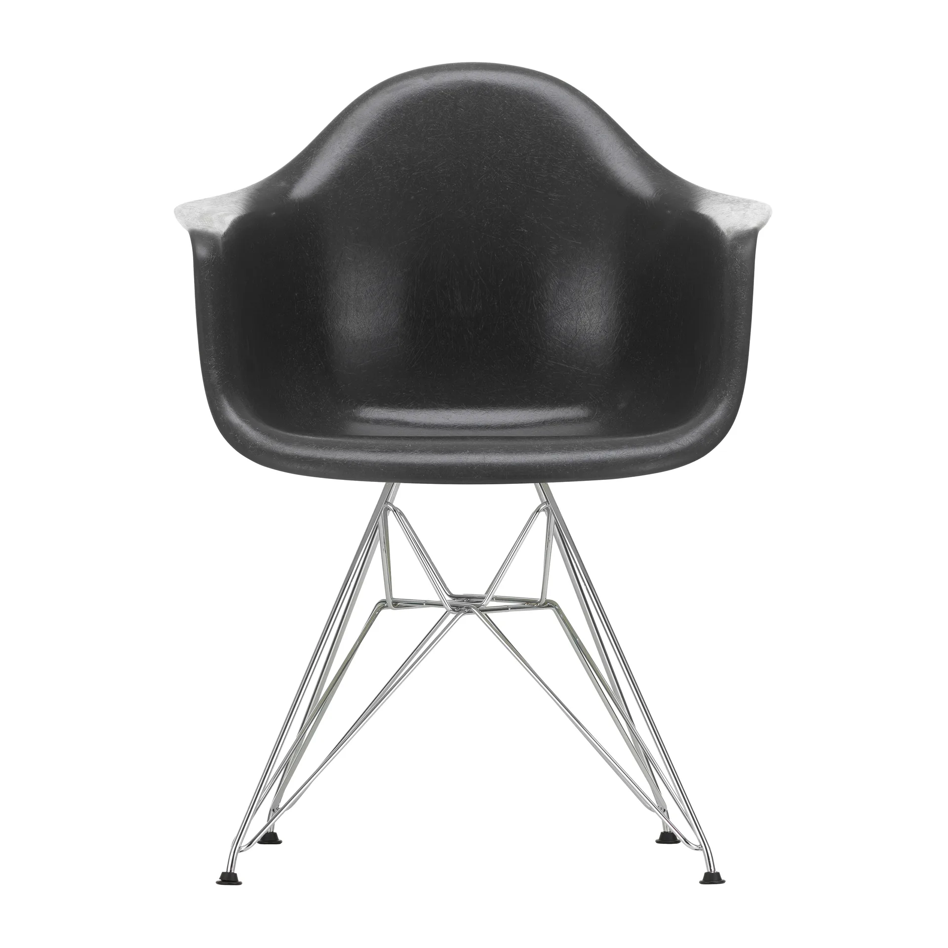 Eames fiberglass armchair DAR armlenestol, Elephant hide grey-Chrome Vitra