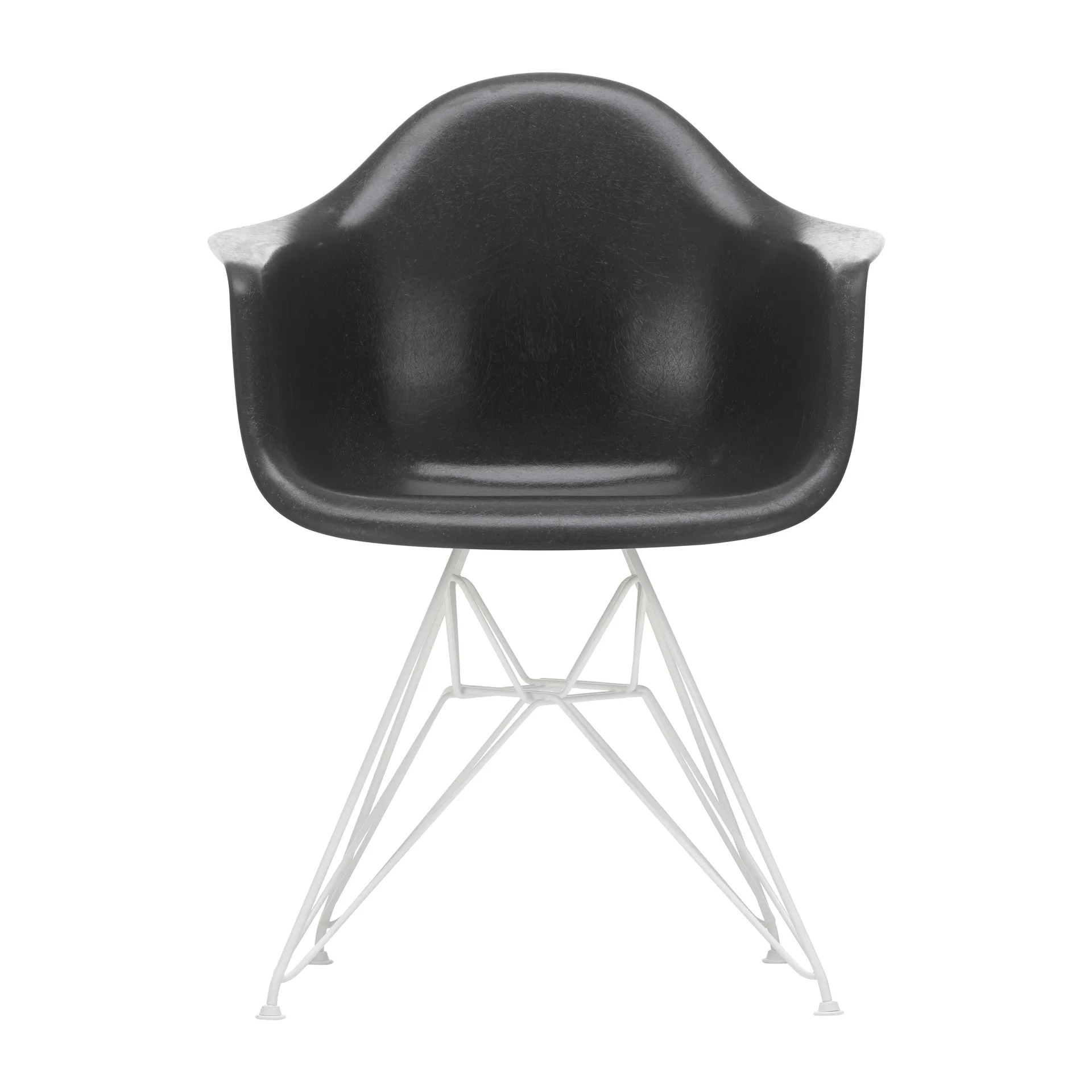 Eames fiberglass armchair DAR armlenestol, Elephant hide grey-White Vitra