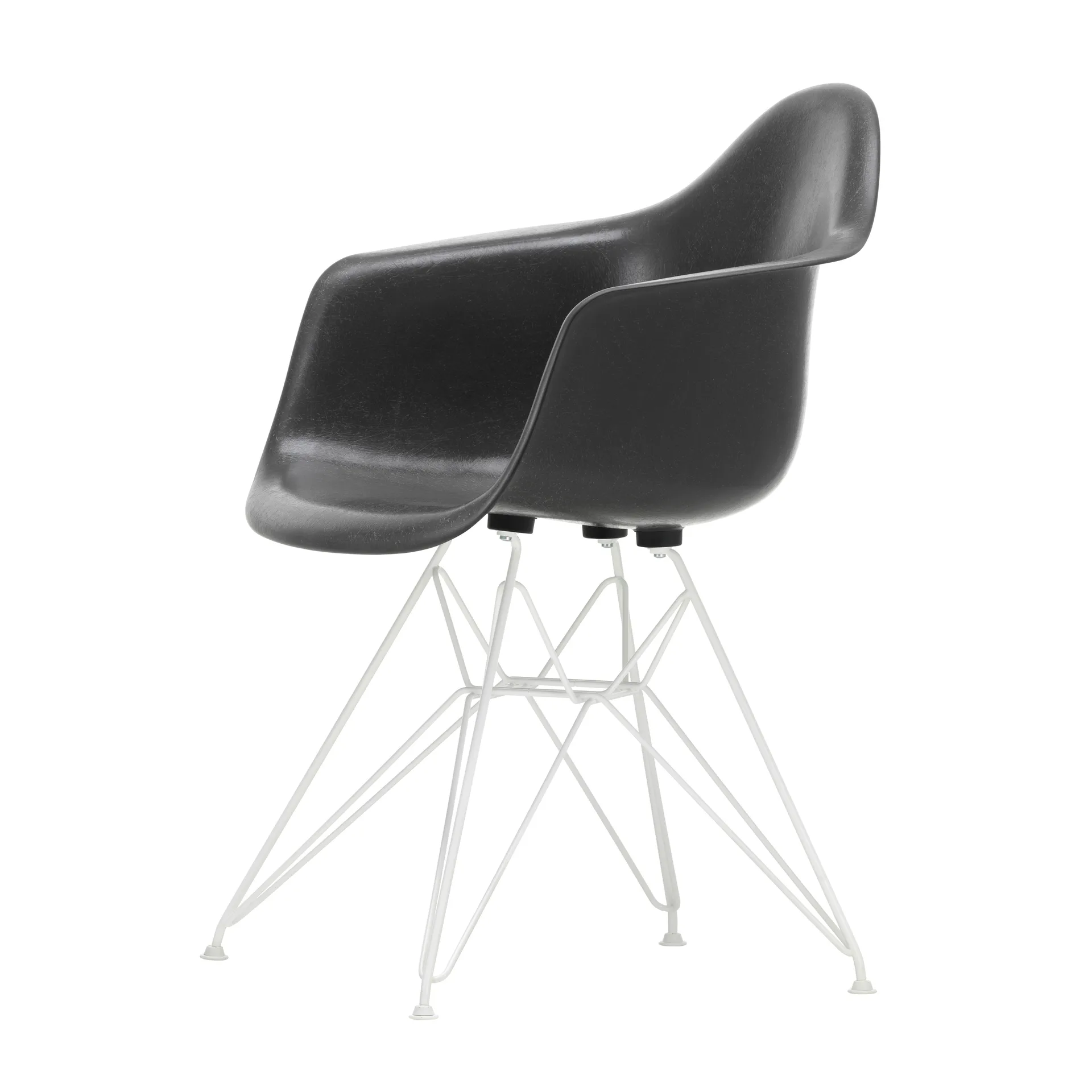 Eames fiberglass armchair DAR armlenestol, Elephant hide grey-White Vitra