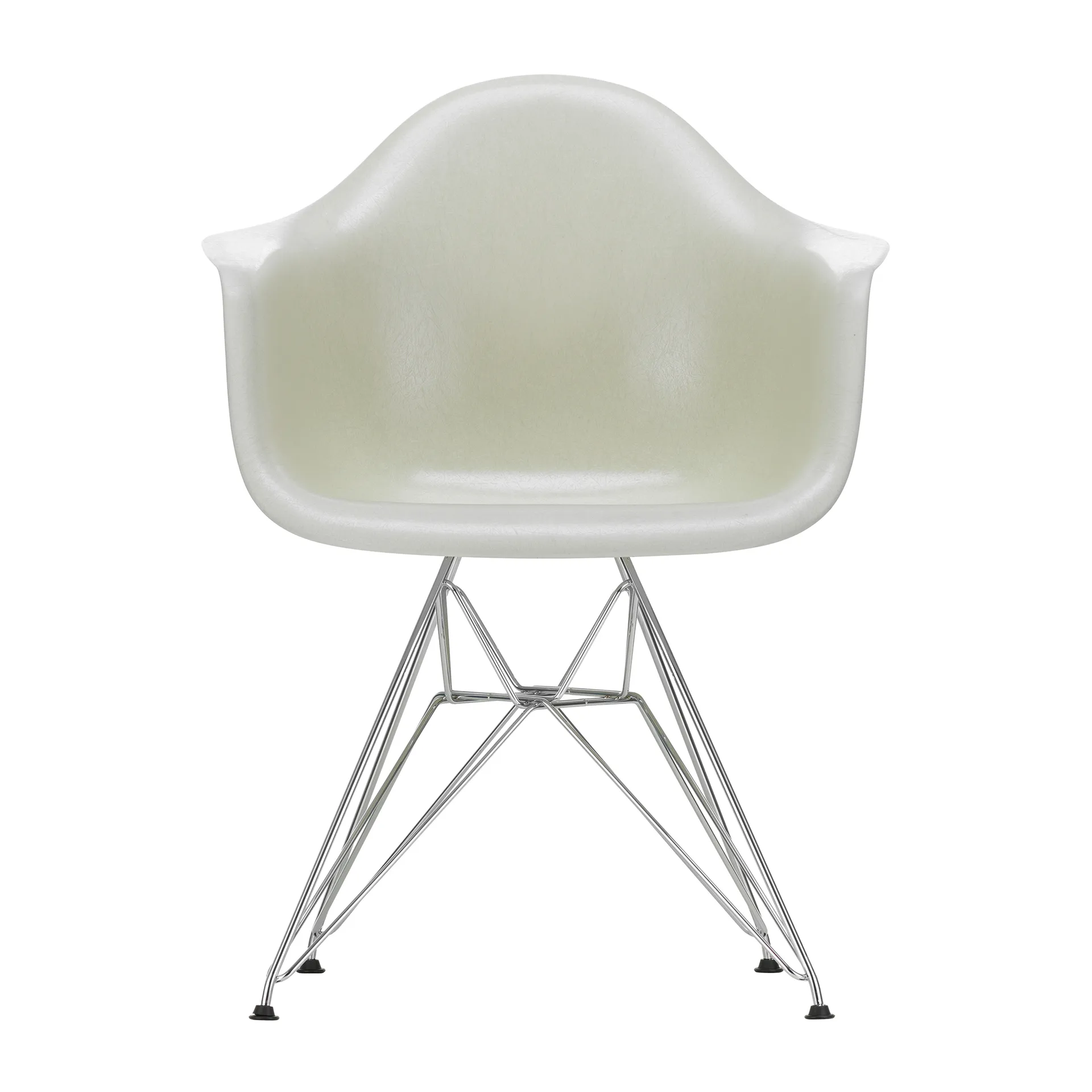 Eames fiberglass armchair DAR armlenestol, Parchment-Chrome Vitra