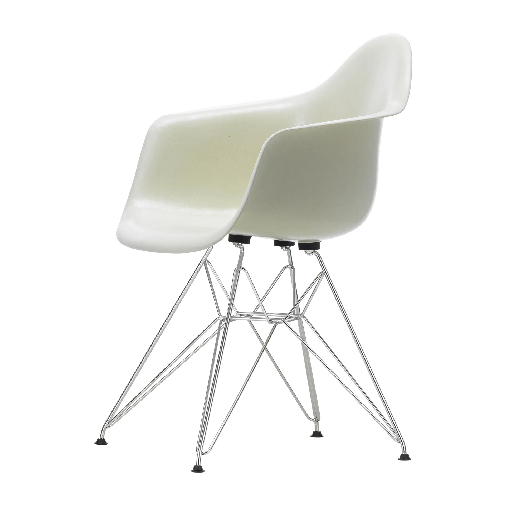 Eames fiberglass armchair DAR armlenestol, Parchment-Chrome Vitra