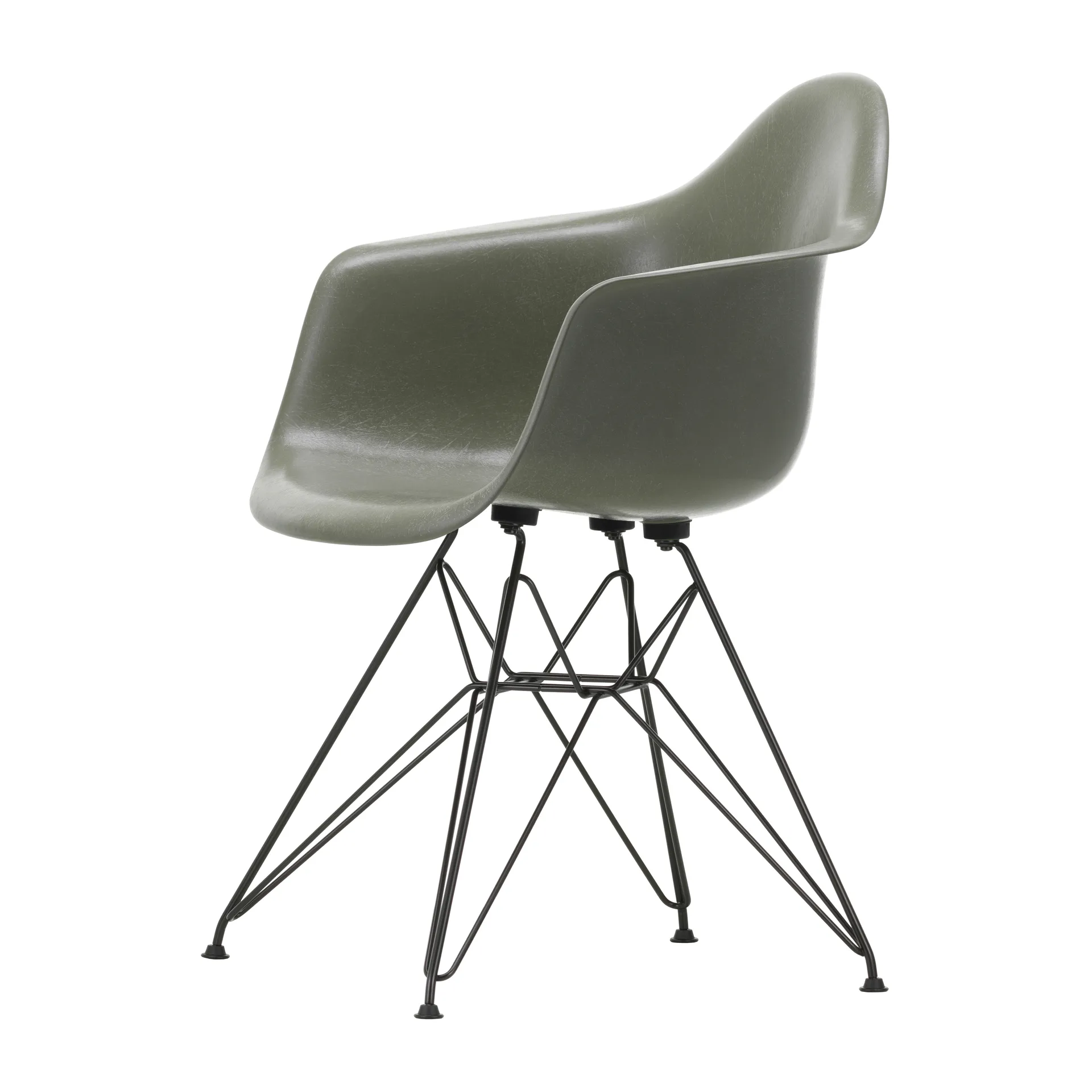 Eames fiberglass armchair DAR armlenestol, Raw umber-Basic dark Vitra