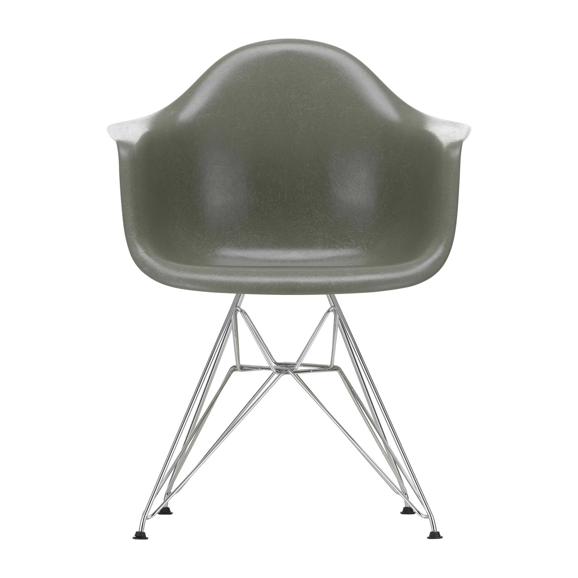 Eames fiberglass armchair DAR armlenestol, Raw umber-Chrome Vitra