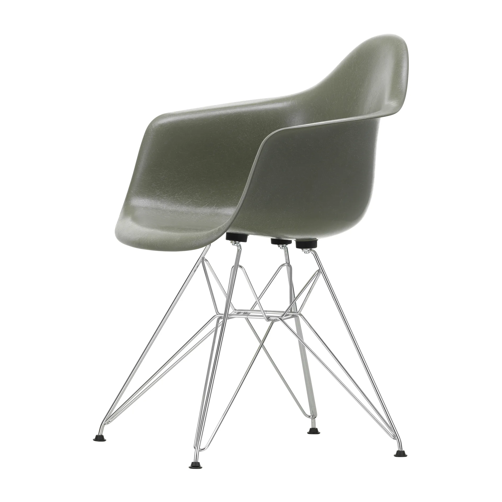 Eames fiberglass armchair DAR armlenestol, Raw umber-Chrome Vitra