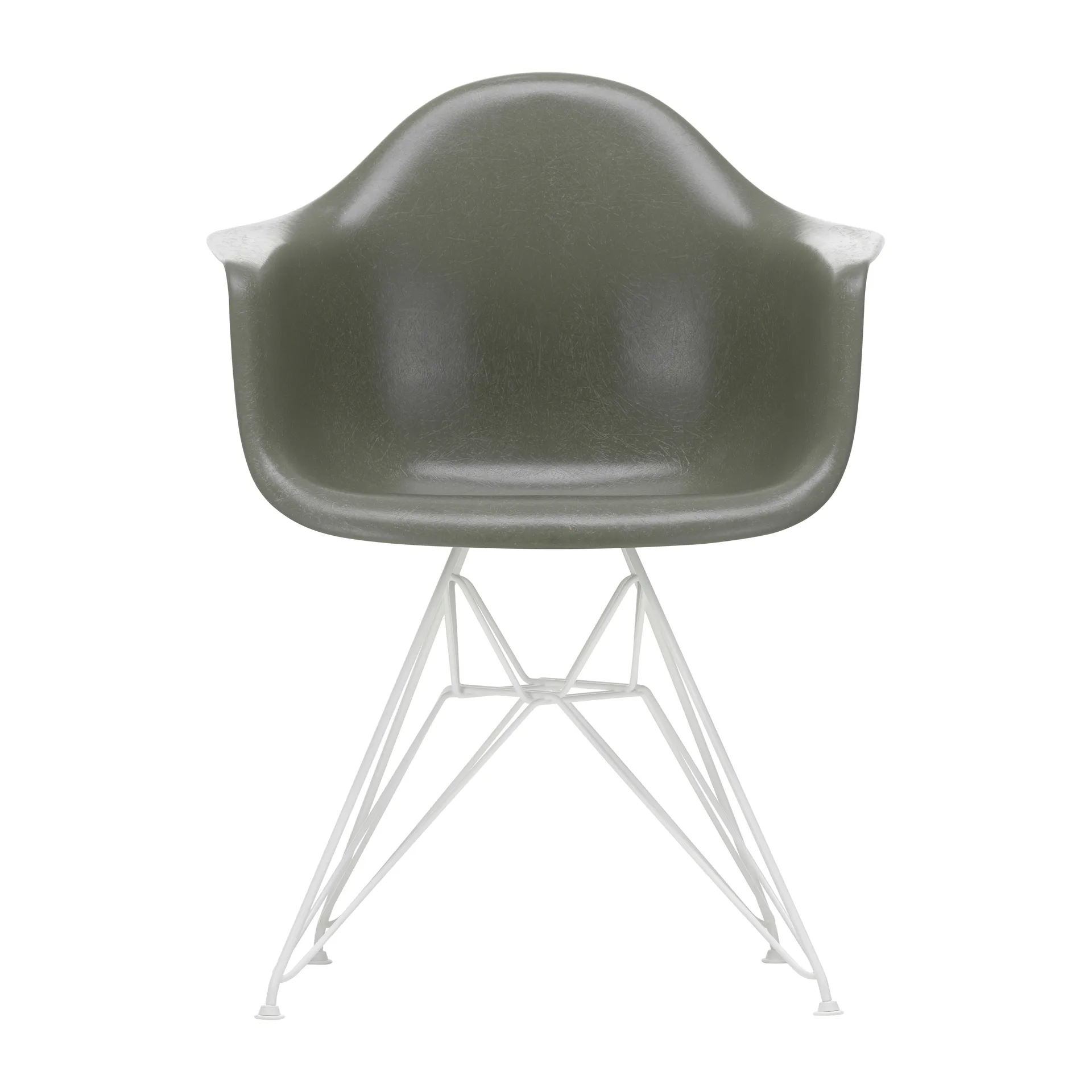 Eames fiberglass armchair DAR armlenestol, Raw umber-White Vitra