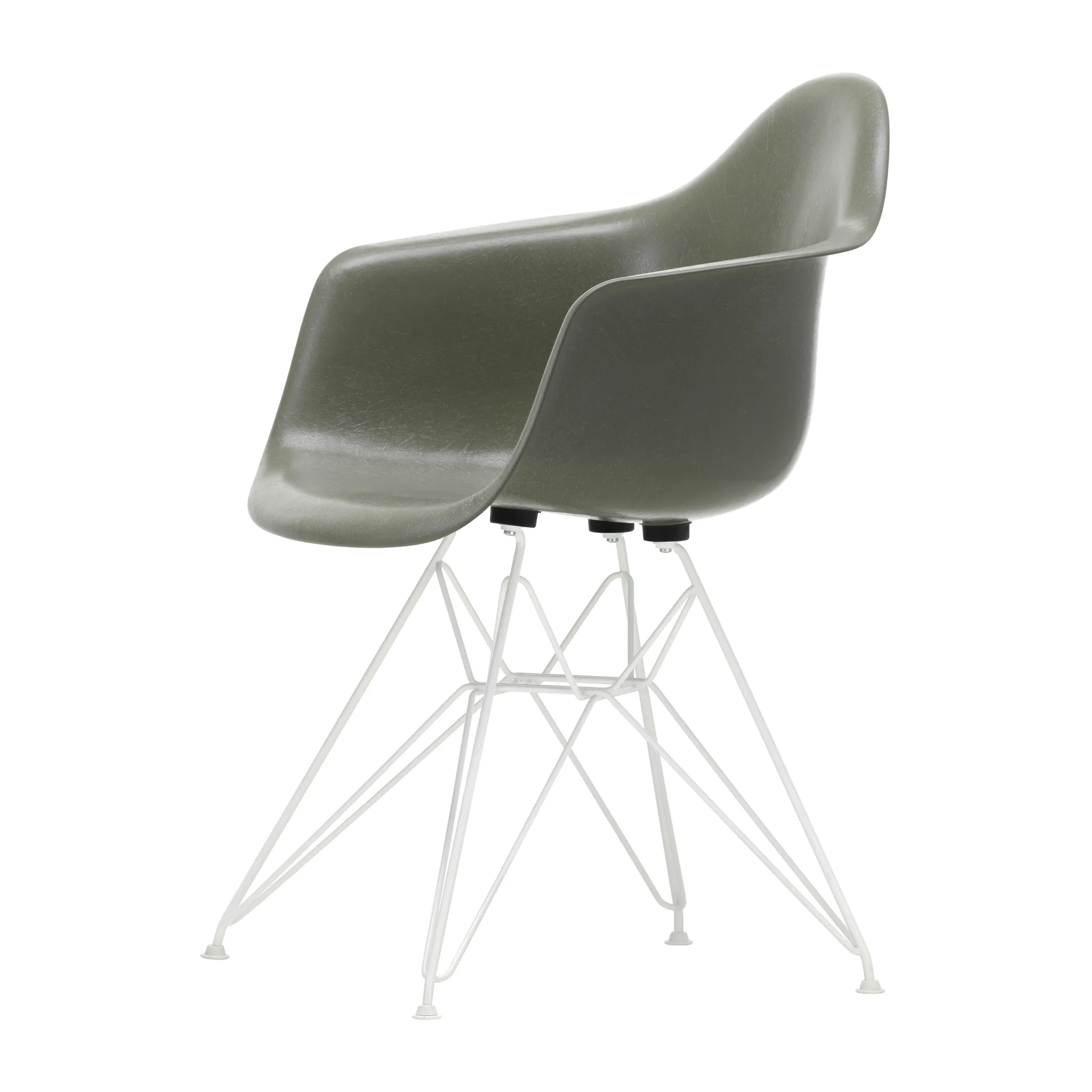 Eames fiberglass armchair DAR armlenestol, Raw umber-White Vitra