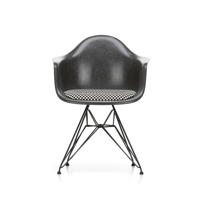 Eames fiberglass armchair DAR stol polstret sete - Checkered-Elephant grey-Svart - Vitra