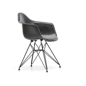 Eames fiberglass armchair DAR stol polstret sete - Checkered-Elephant grey-Svart - Vitra