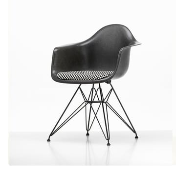 Eames fiberglass armchair DAR stol polstret sete - Checkered-Elephant grey-Svart - Vitra
