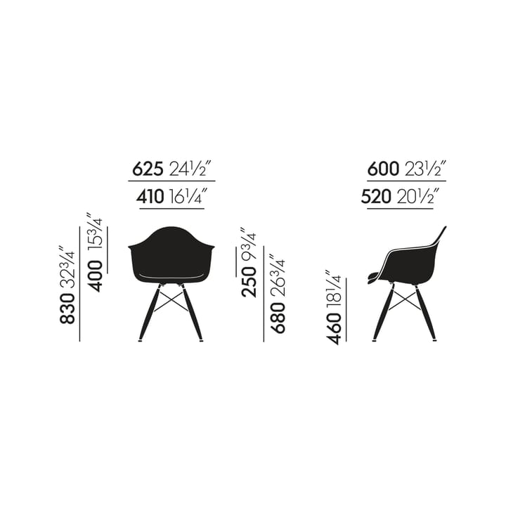 Eames Fiberglass Armchair DAW armlenestol, elephant hide grå, askben Vitra