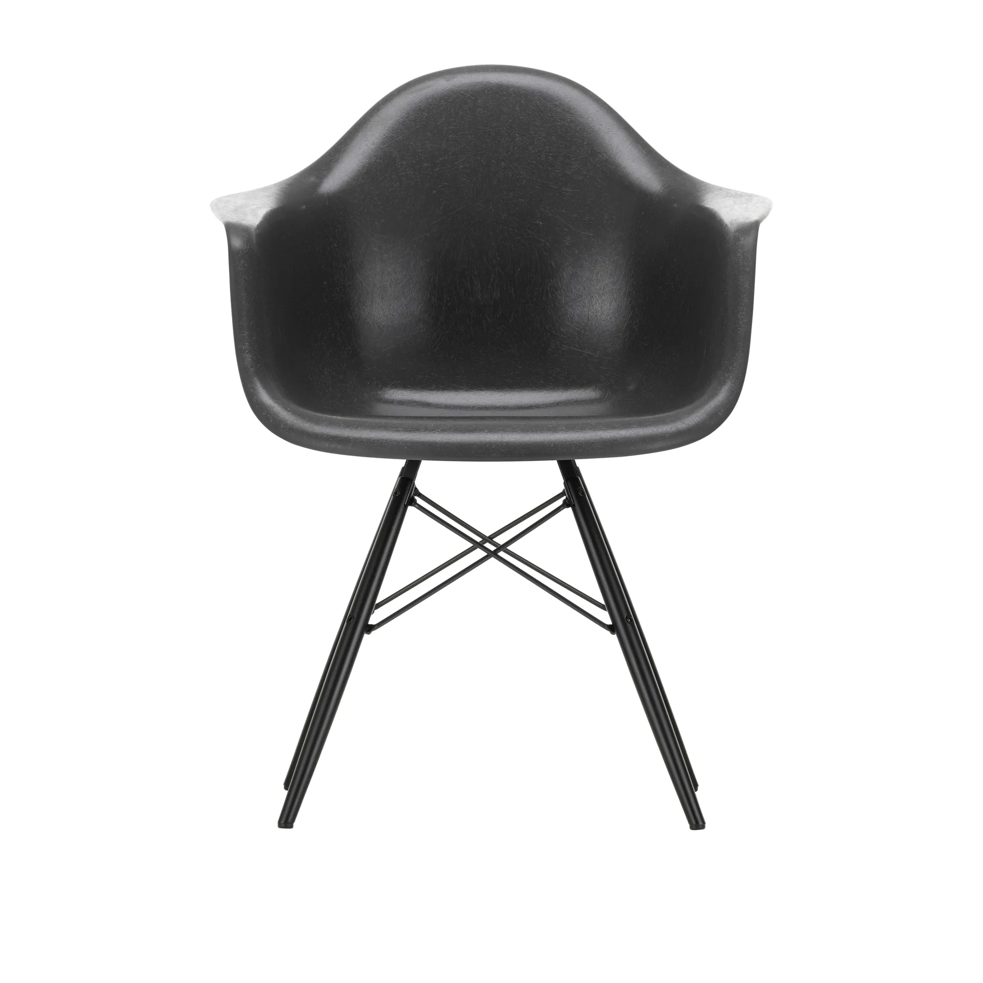 Eames Fiberglass Armchair DAW armlenestol, Elephant hide grey-black maple Vitra