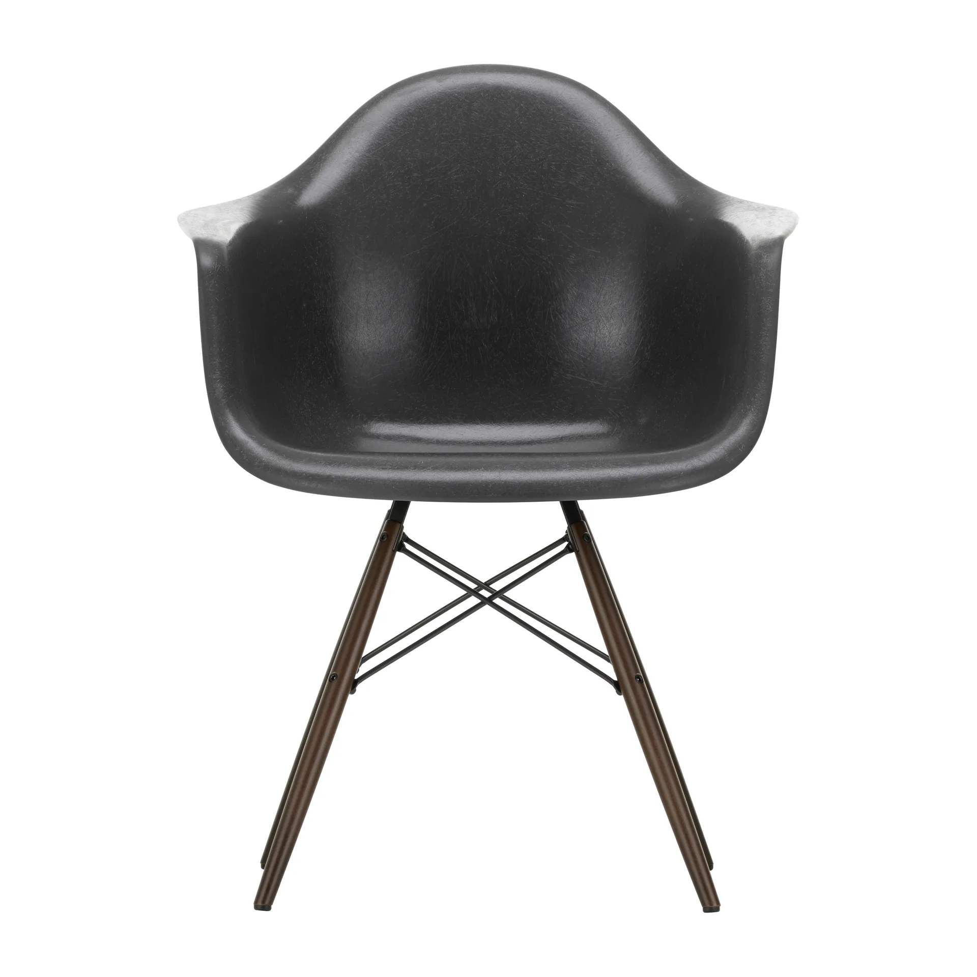 Eames Fiberglass Armchair DAW armlenestol, Elephant hide grey-dark maple Vitra