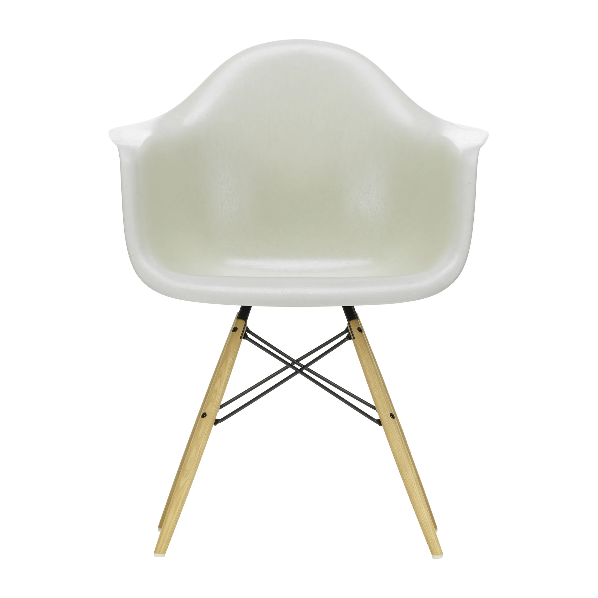 Eames Fiberglass Armchair DAW armlenestol, parchment, askben Vitra