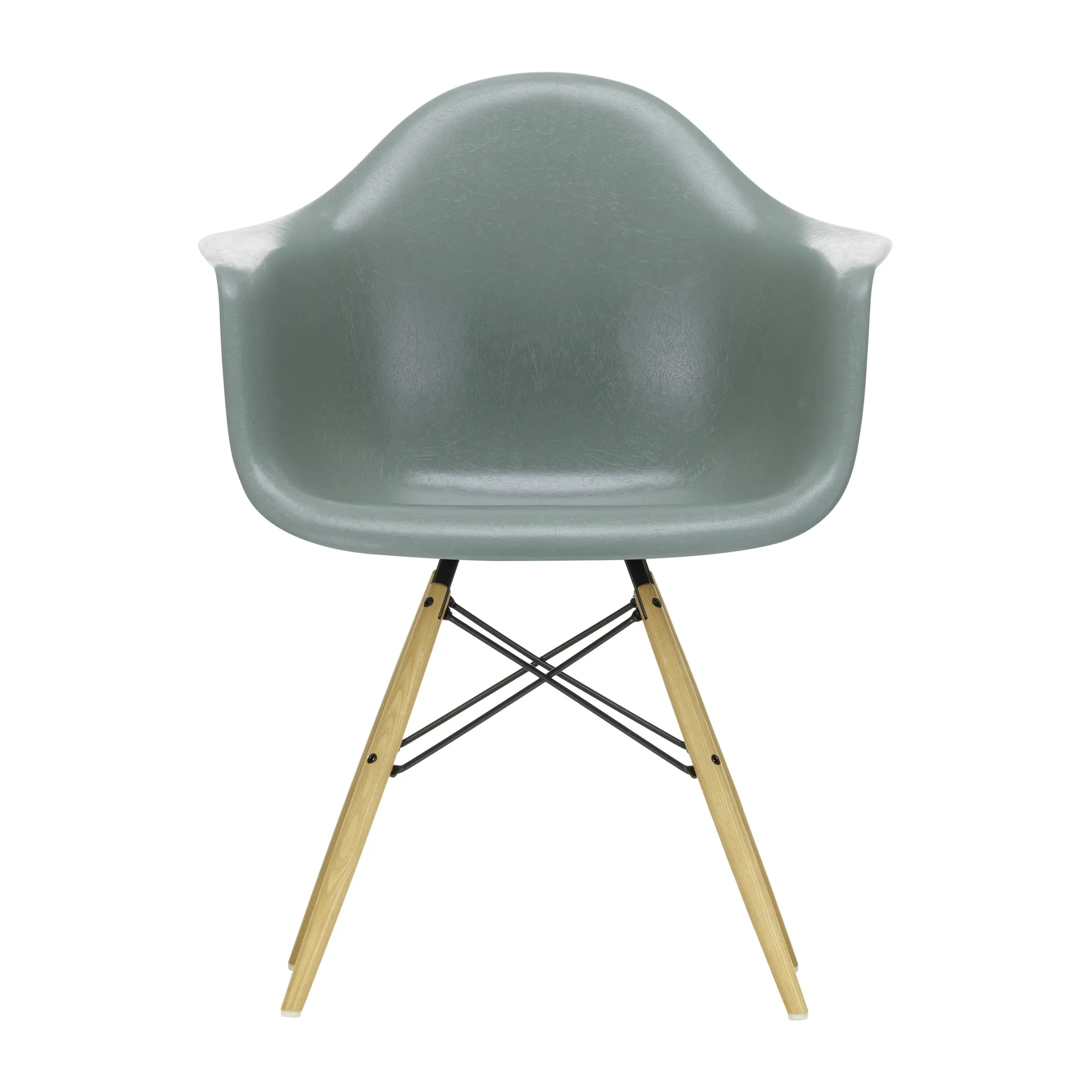 Eames Fiberglass Armchair DAW armlenestol, sea foam green, askben Vitra