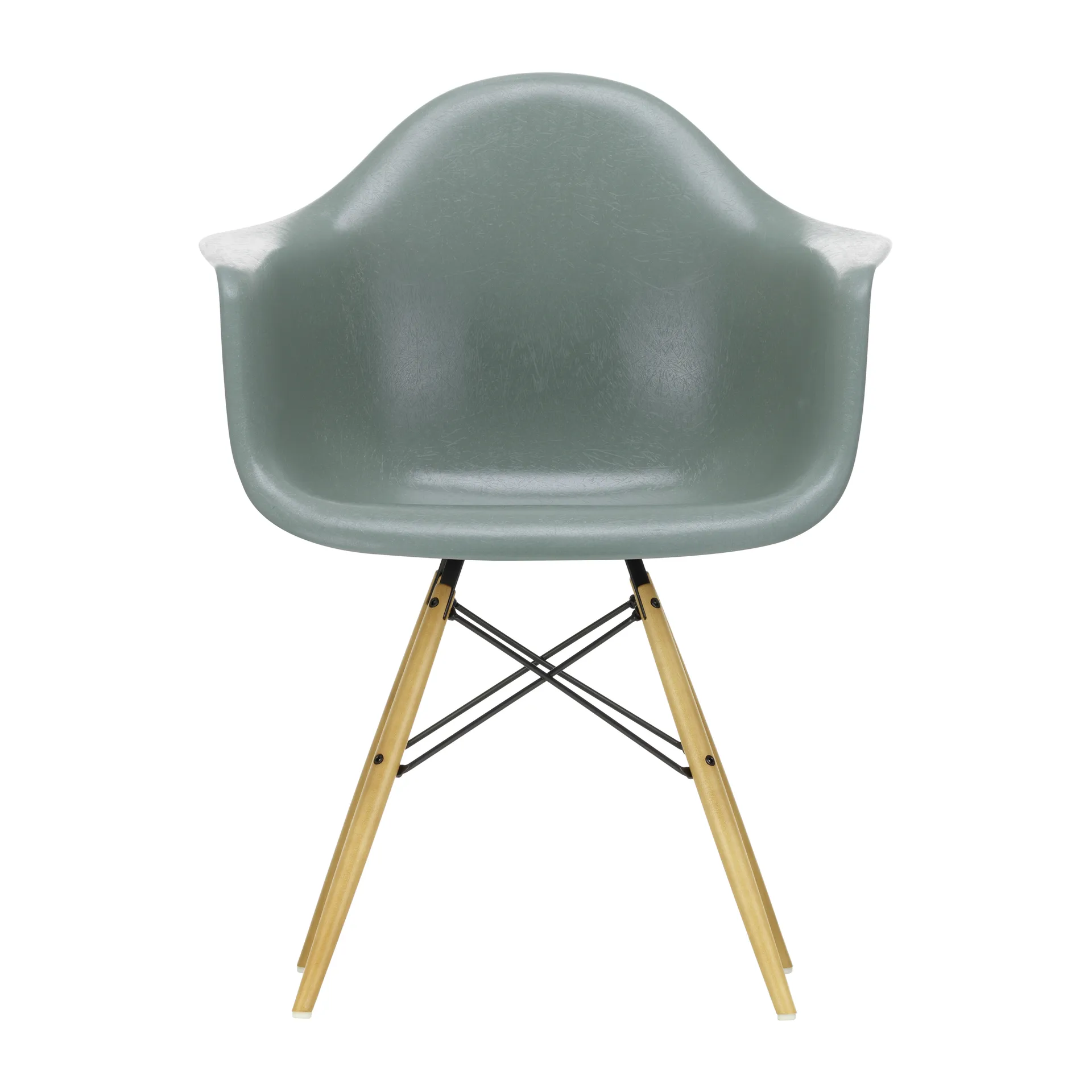 Eames Fiberglass Armchair DAW armlenestol, sea foam green, lønneben Vitra