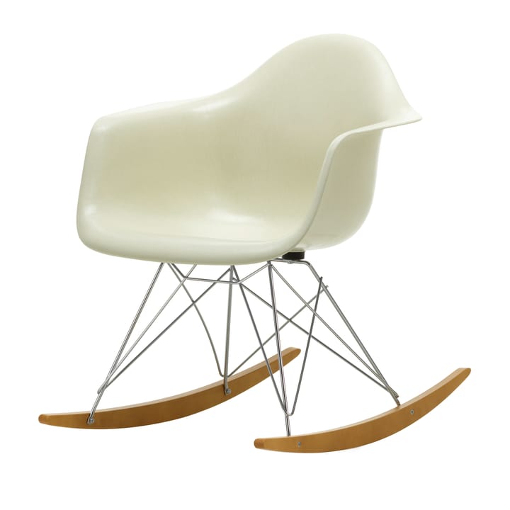 Eames fiberglass armchair RAR gyngestol lønnmedar - Parchment-Chrome - Vitra