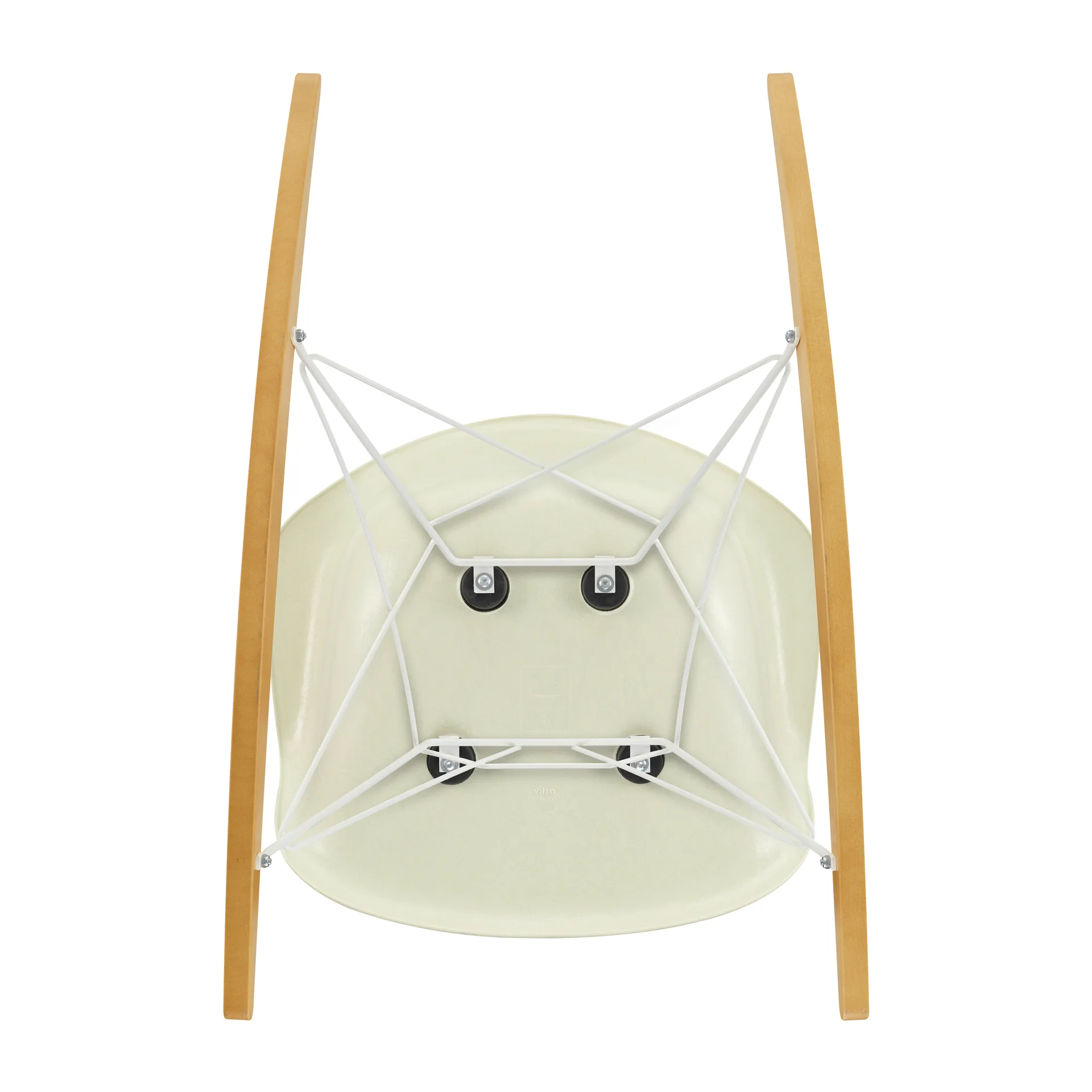 Eames fiberglass armchair RAR gyngestol lønnmedar, Parchment-Chrome Vitra