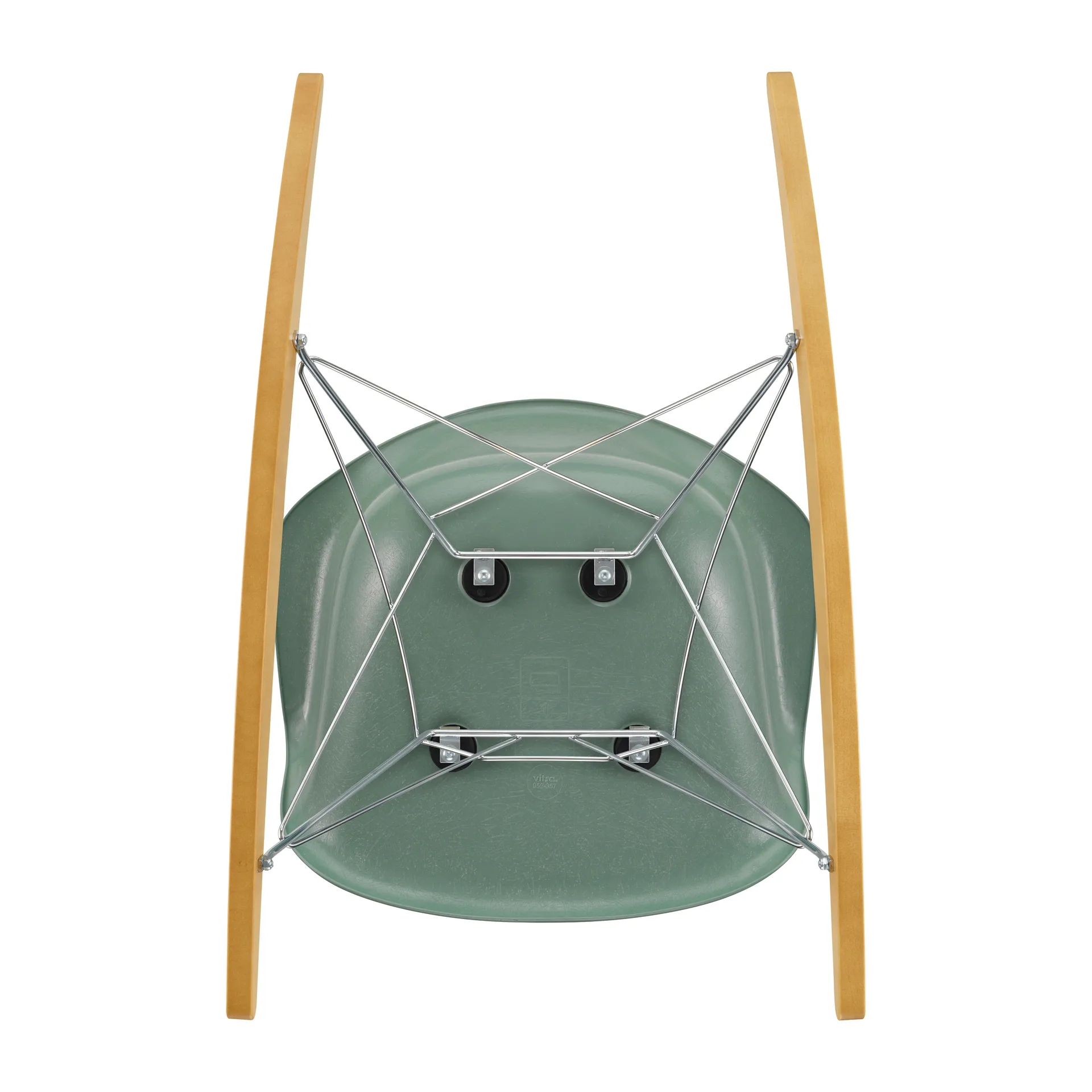 Eames fiberglass armchair RAR gyngestol lønnmedar, Sea foam green-Chrome Vitra