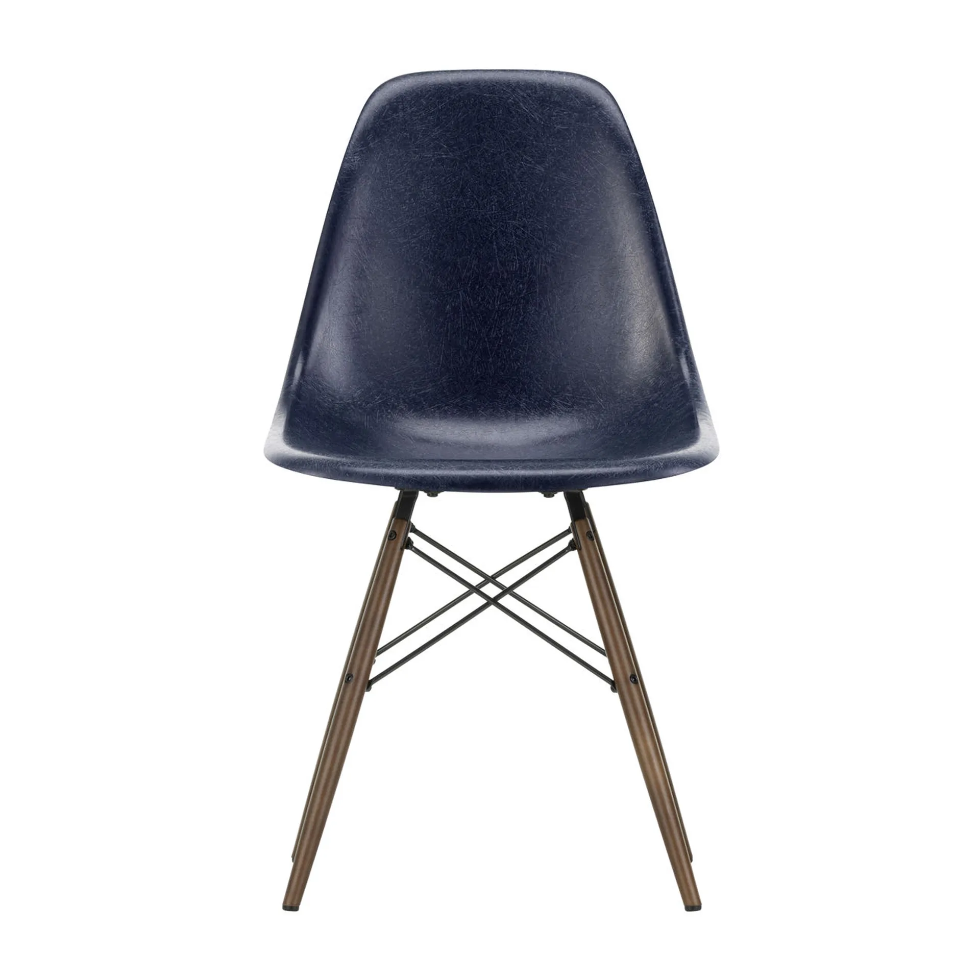 Eames Fiberglass Chairs DSW stol, navy blue, brunbeisede lønnben Vitra