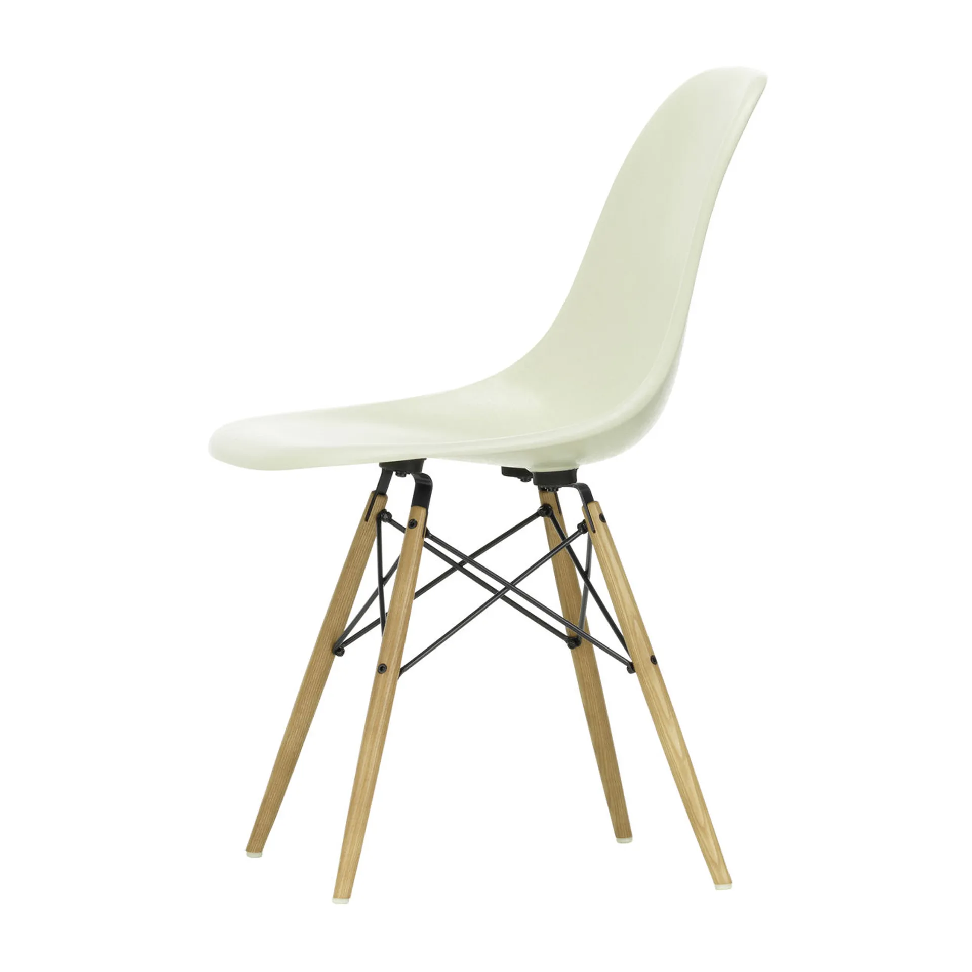 Eames Fiberglass Chairs DSW stol, parchment, askben Vitra