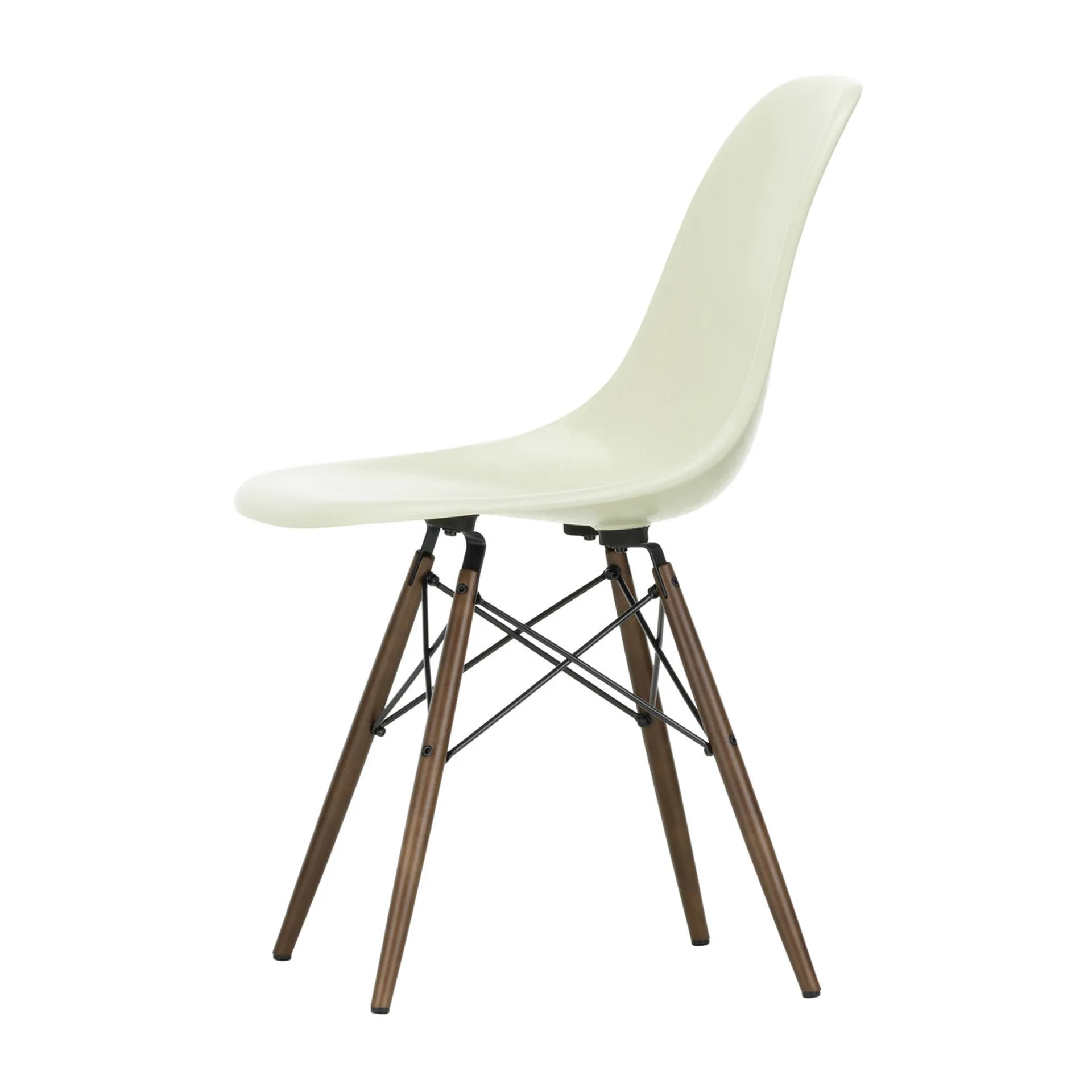 Eames Fiberglass Chairs DSW stol, parchment, brunbeiset lønnben Vitra