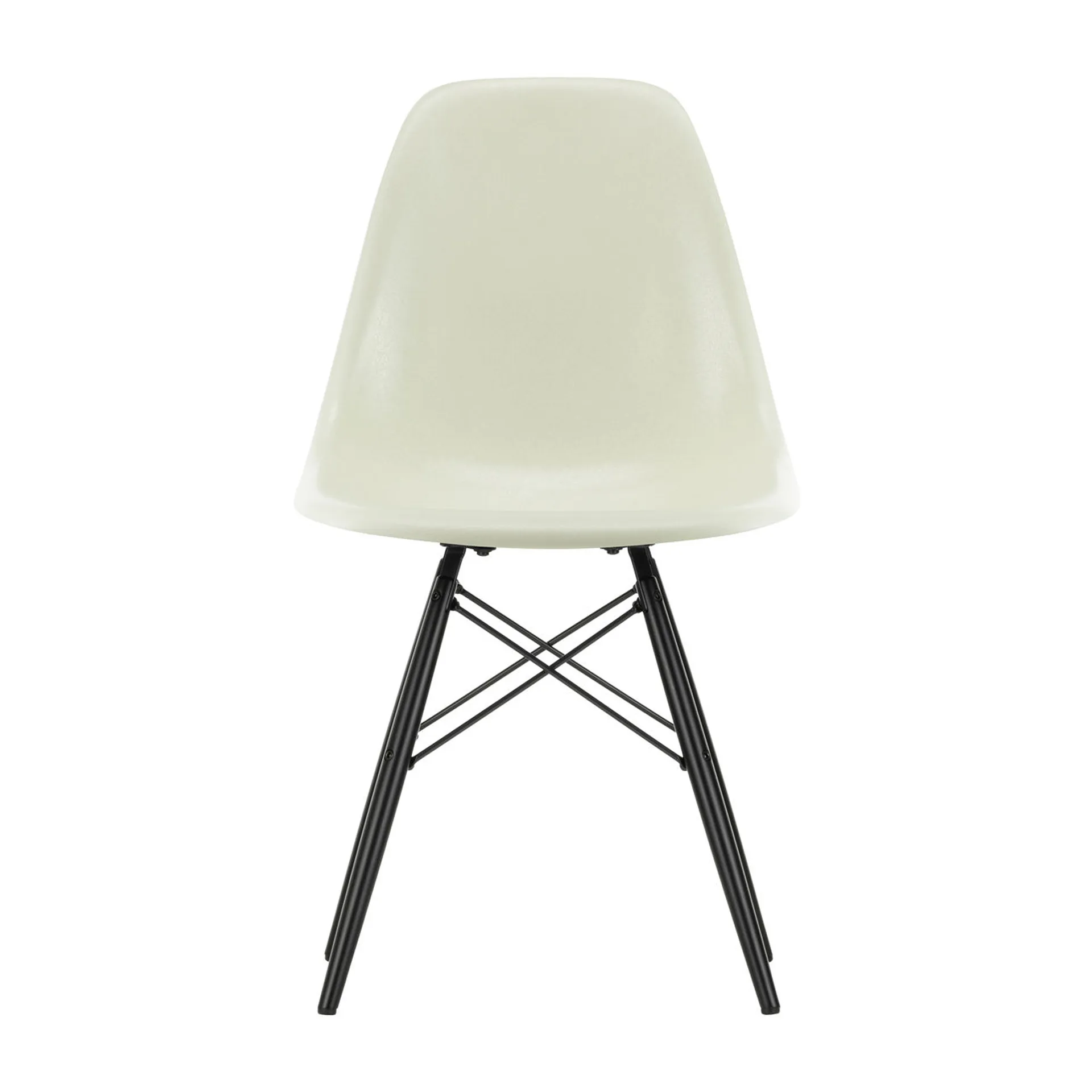 Eames Fiberglass Chairs DSW stol, Parchment-svartebeiset lønnben Vitra