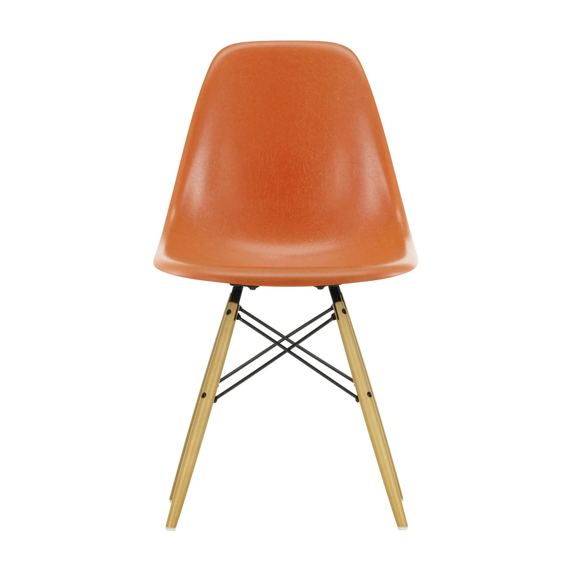 Eames Fiberglass Chairs DSW stol, red orange, lønnben Vitra