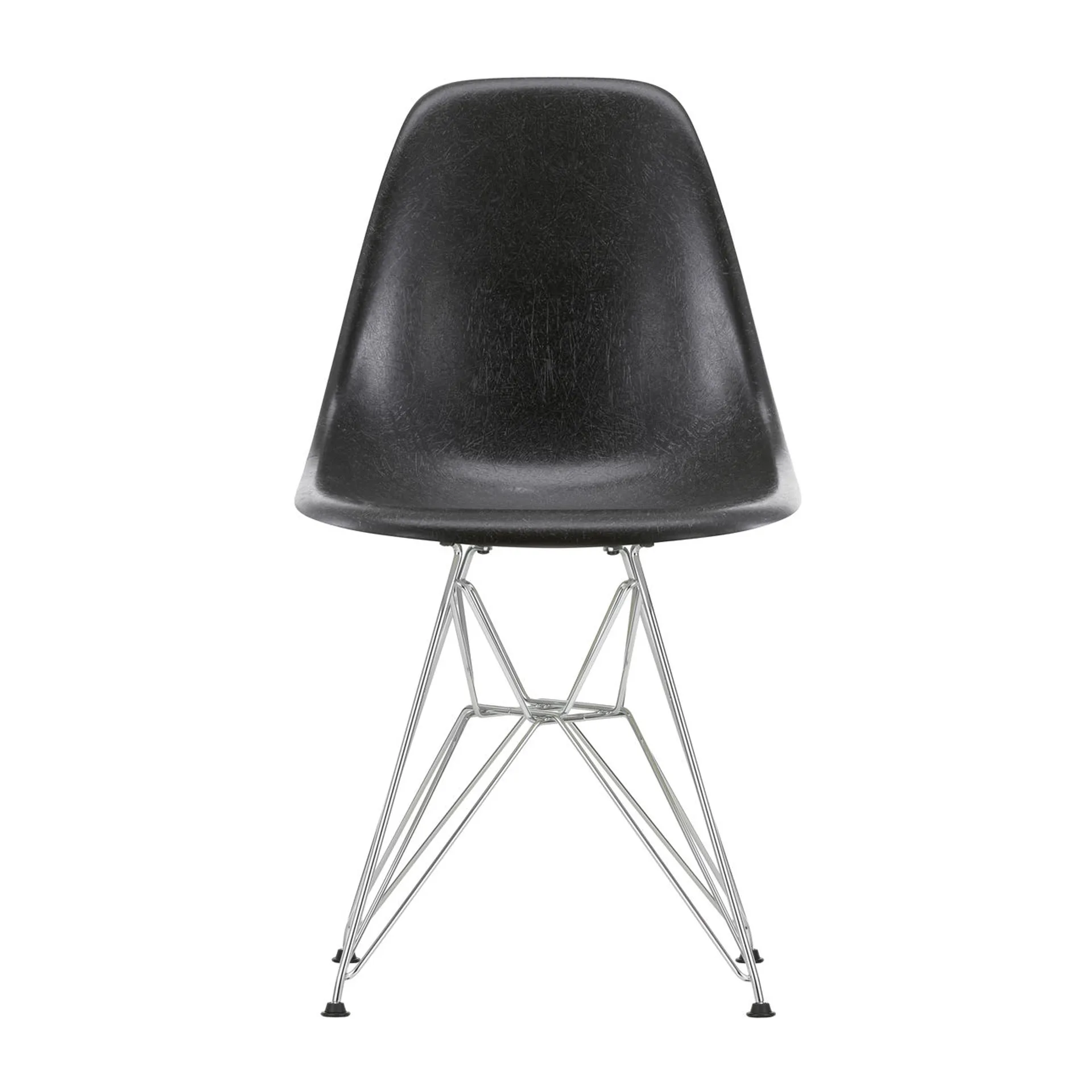 Eames Fiberglass Side Chair DSR stol, Elephant hide grey-Chrome Vitra