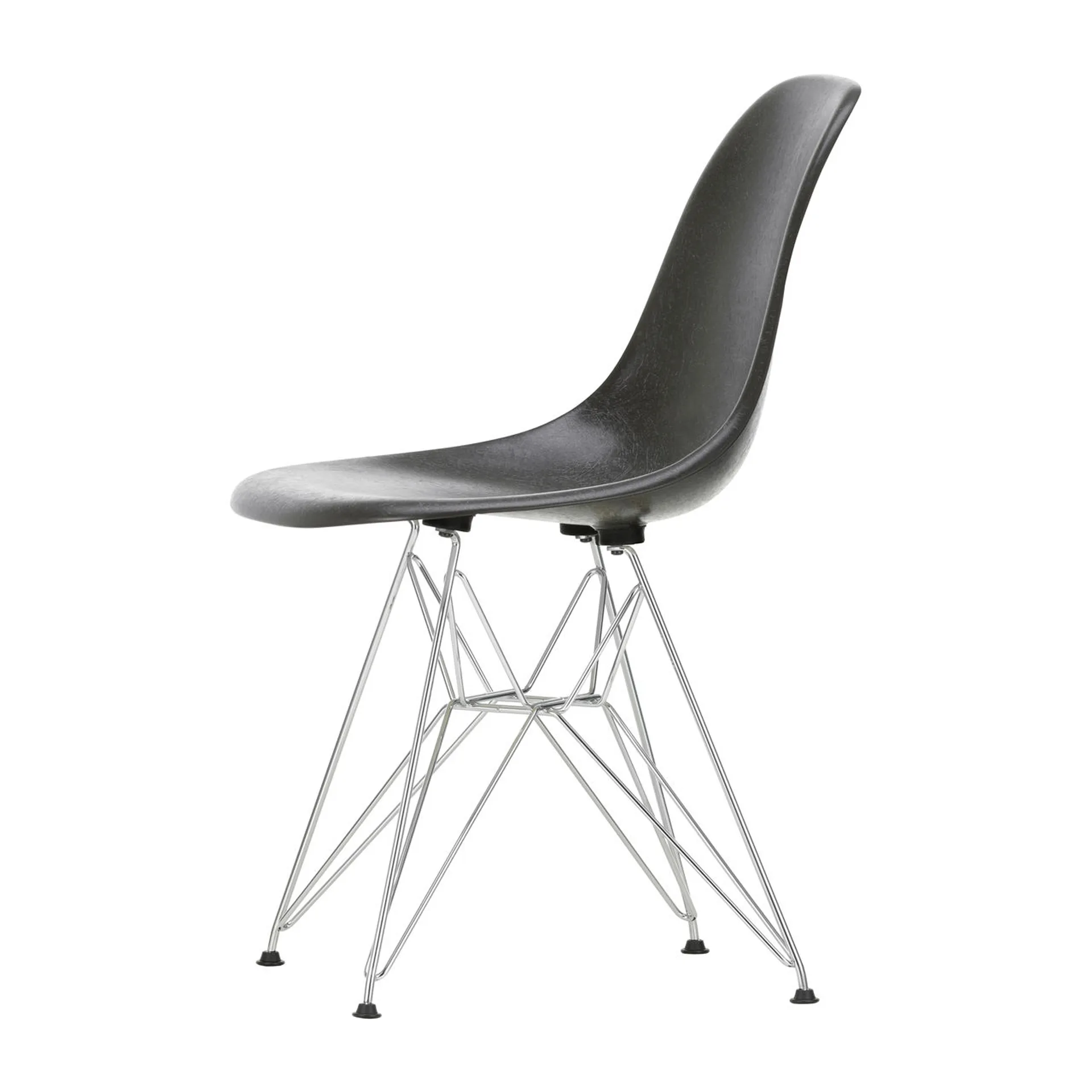 Eames Fiberglass Side Chair DSR stol, Elephant hide grey-Chrome Vitra