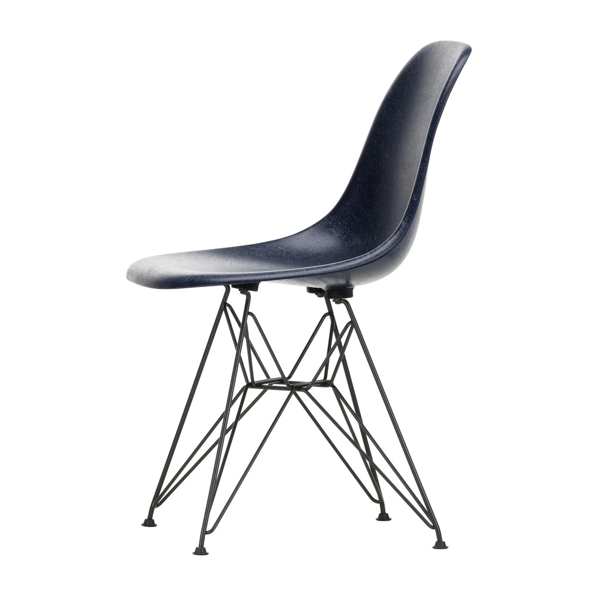 Eames Fiberglass Side Chair DSR stol, Navy blue-Dark basic Vitra