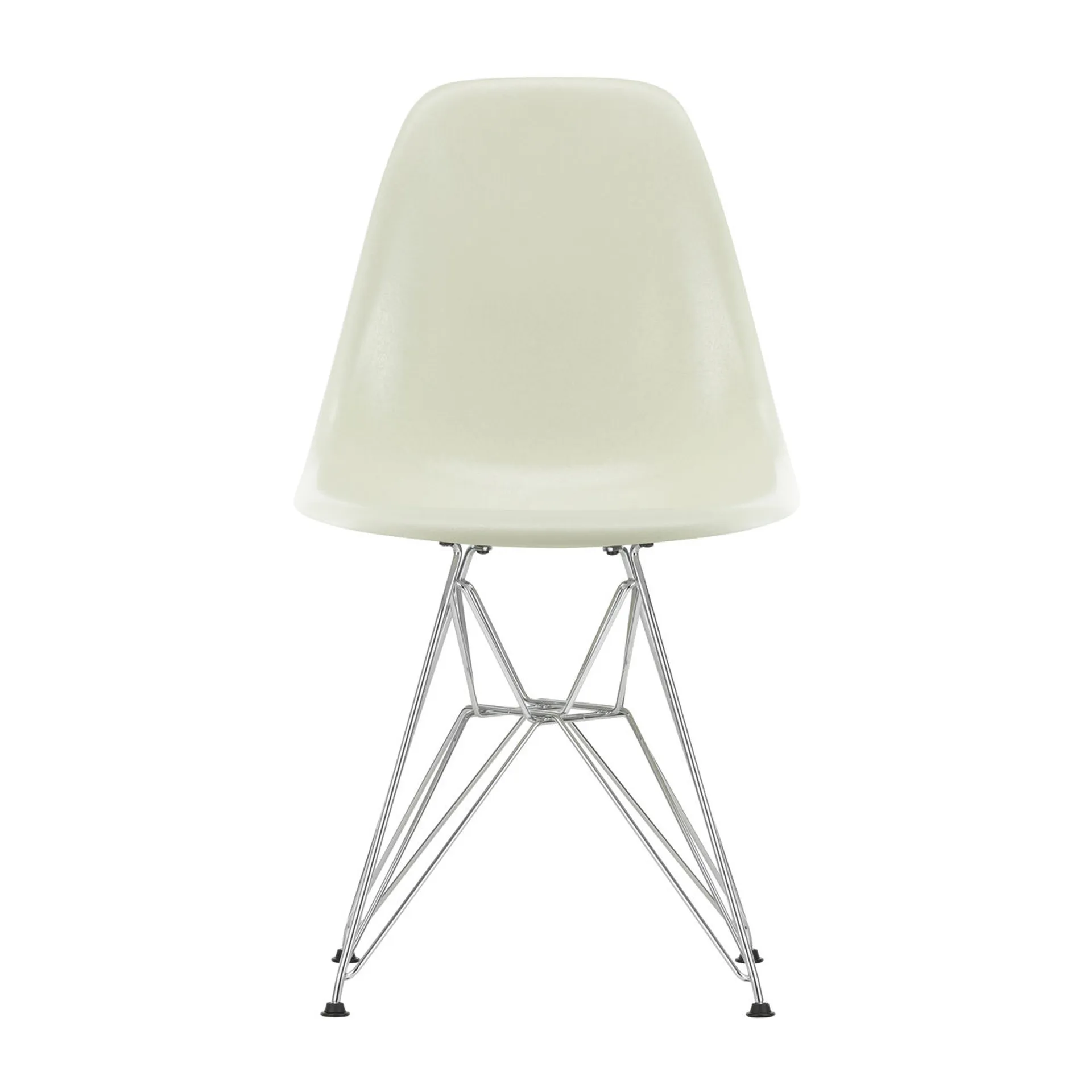 Eames Fiberglass Side Chair DSR stol, Parchment-Chrome Vitra