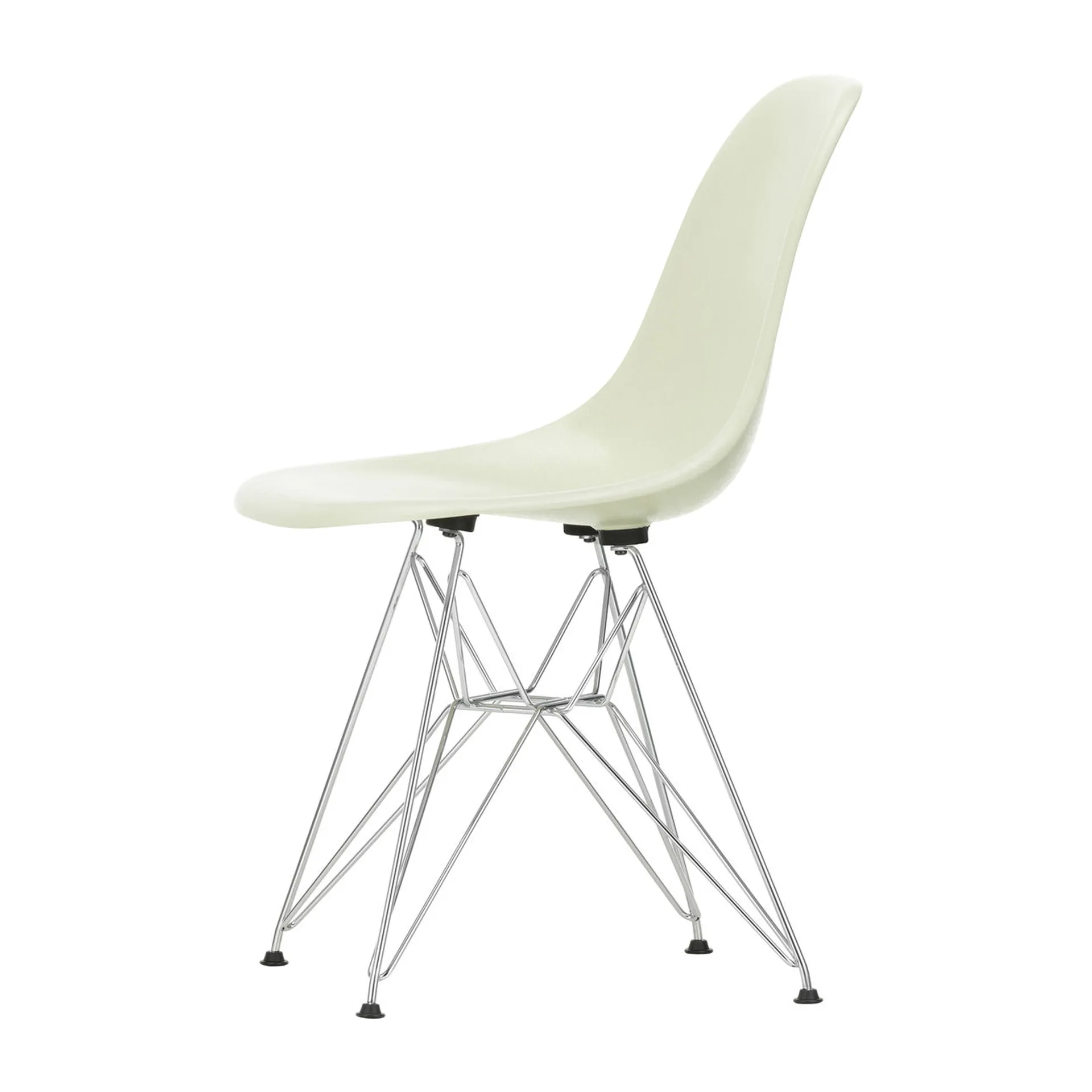 Eames Fiberglass Side Chair DSR stol, Parchment-Chrome Vitra