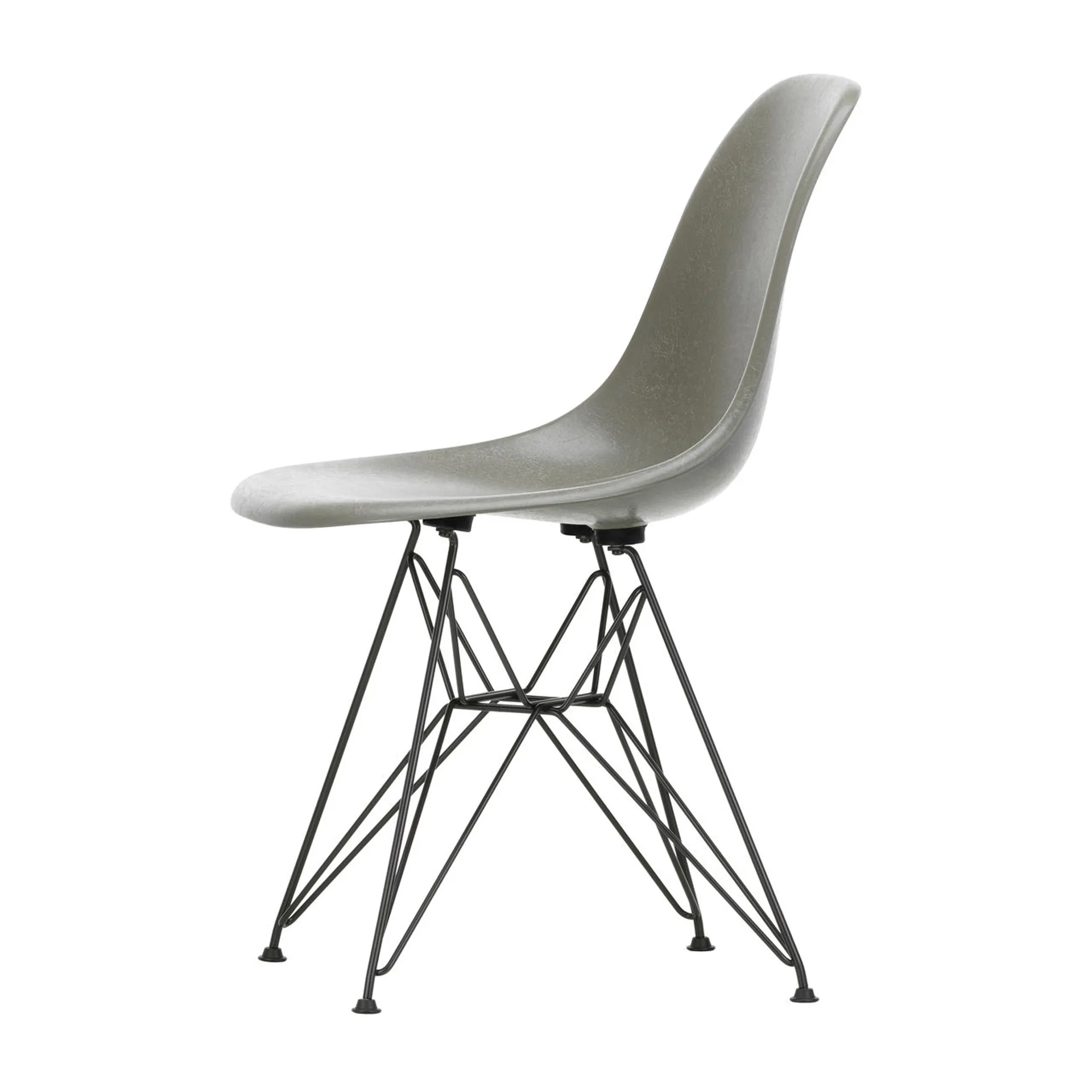 Eames Fiberglass Side Chair DSR stol, Raw umber-Dark basic Vitra