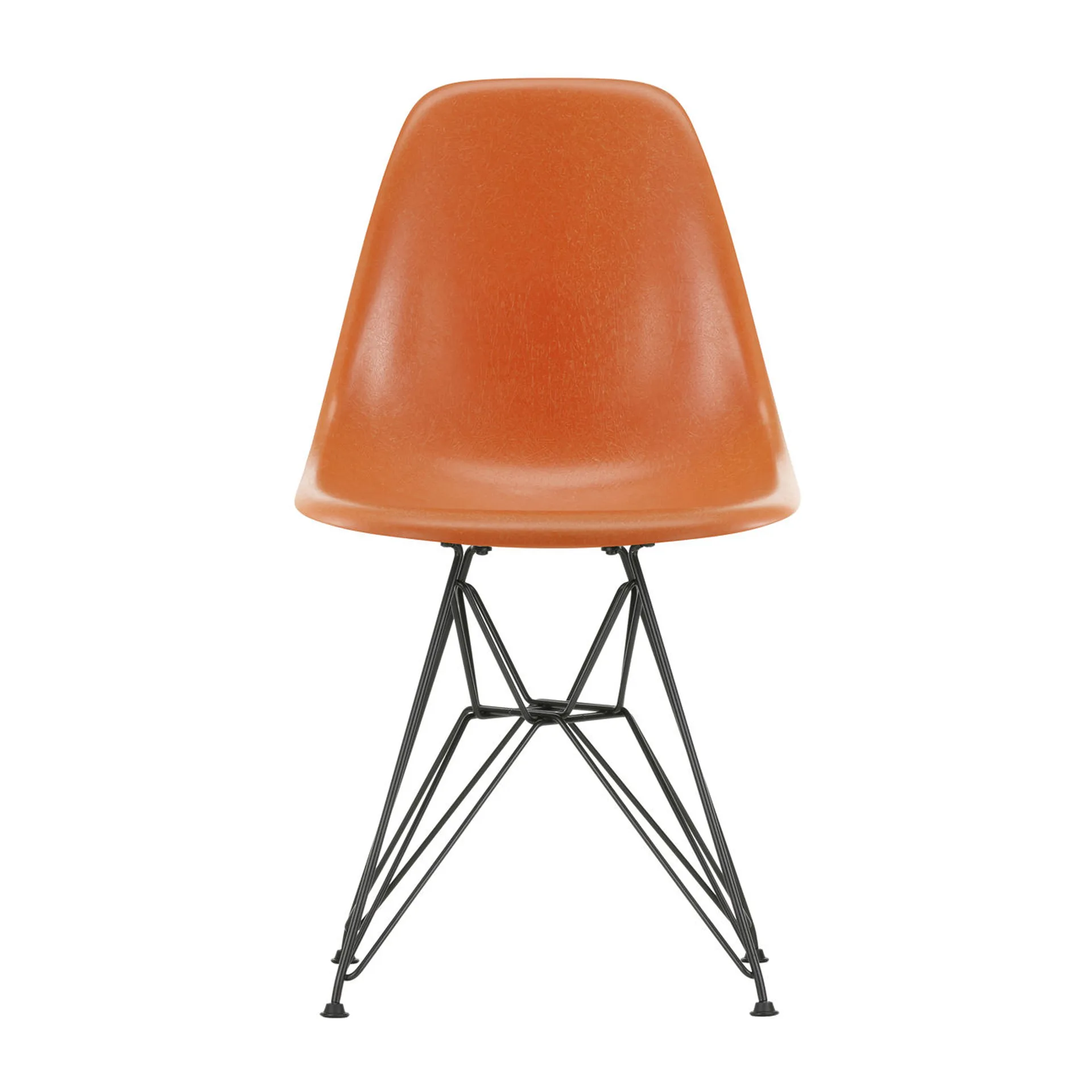 Eames Fiberglass Side Chair DSR stol, Red orange-Dark basic Vitra