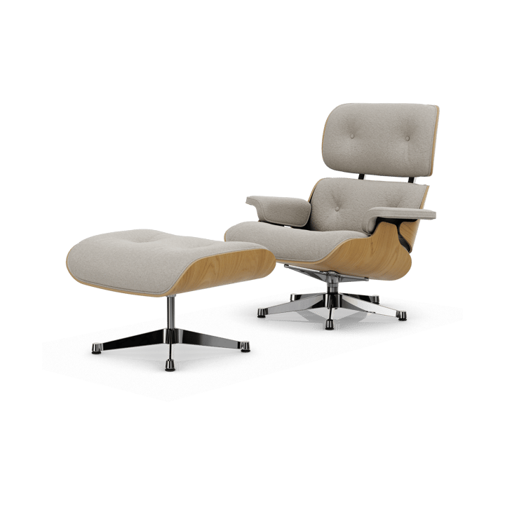 Eames Lounge Chair & Ottoman new dimension - 01 Ivory-26 kastanje-perle-pol. steel - Vitra