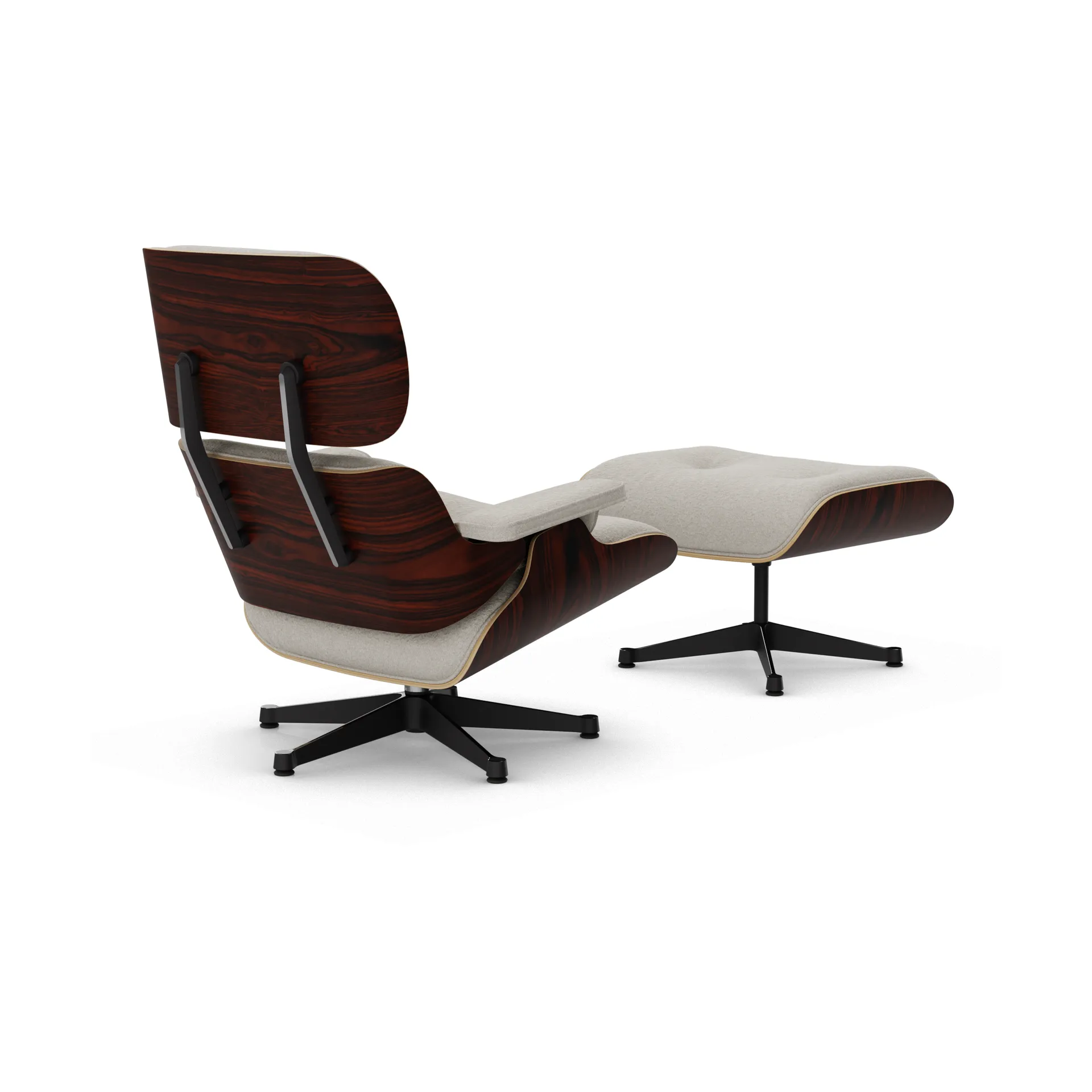 Eames Lounge Chair & Ottoman new dimension, 01 Ivory-pearl-05 sant. palisander-pol.steel-black Vitra