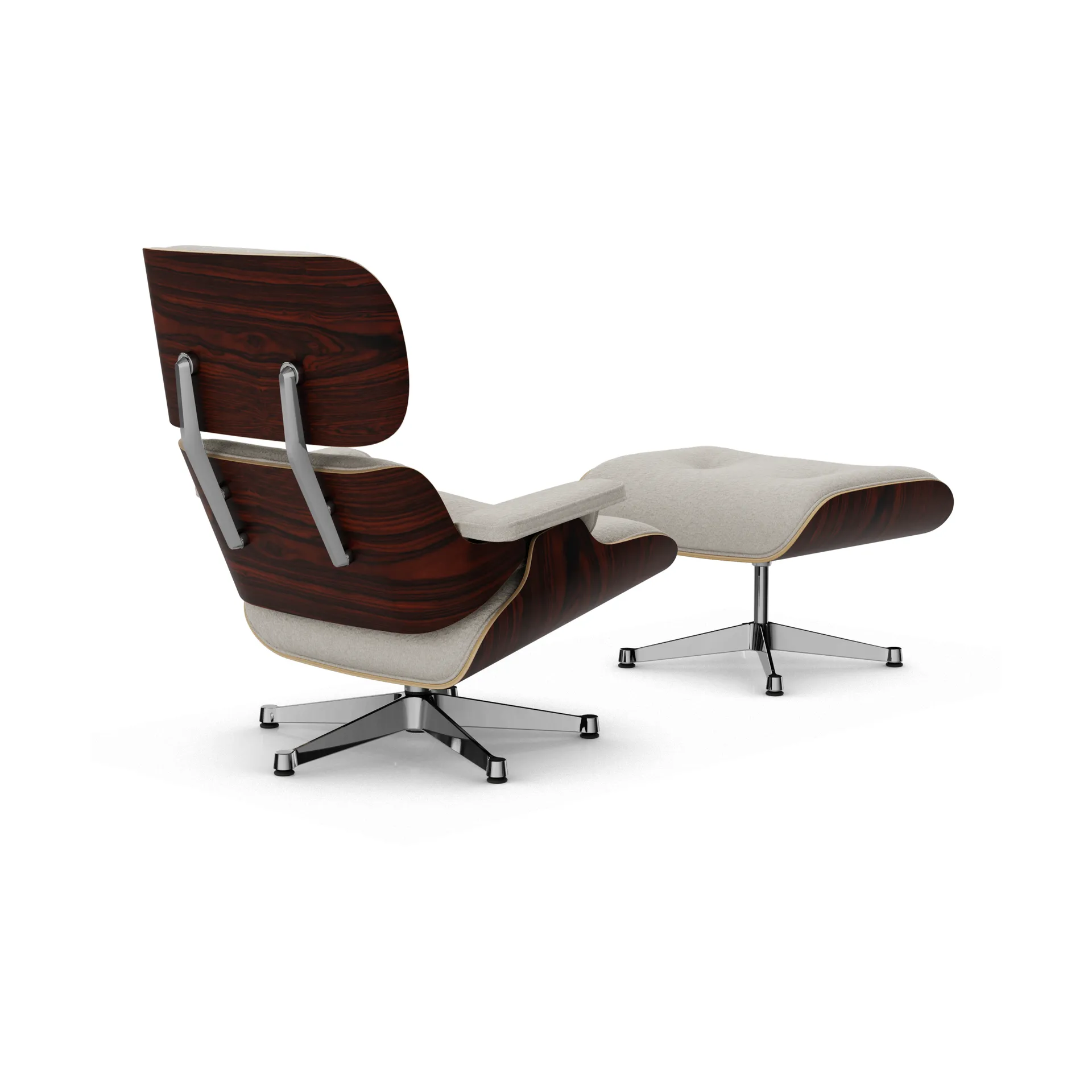 Eames Lounge Chair & Ottoman new dimension, 01 Ivory-pearl-05 santos palisander-pol. steel Vitra
