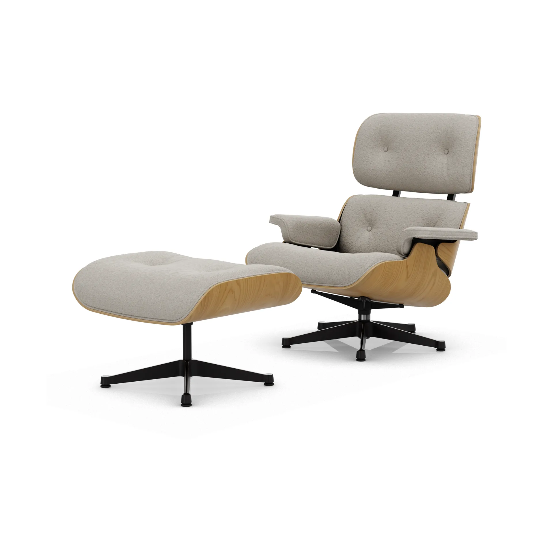 Eames Lounge Chair & Ottoman new dimension, 01 Ivory-pearl-26 chestnut-pol. steel-black Vitra
