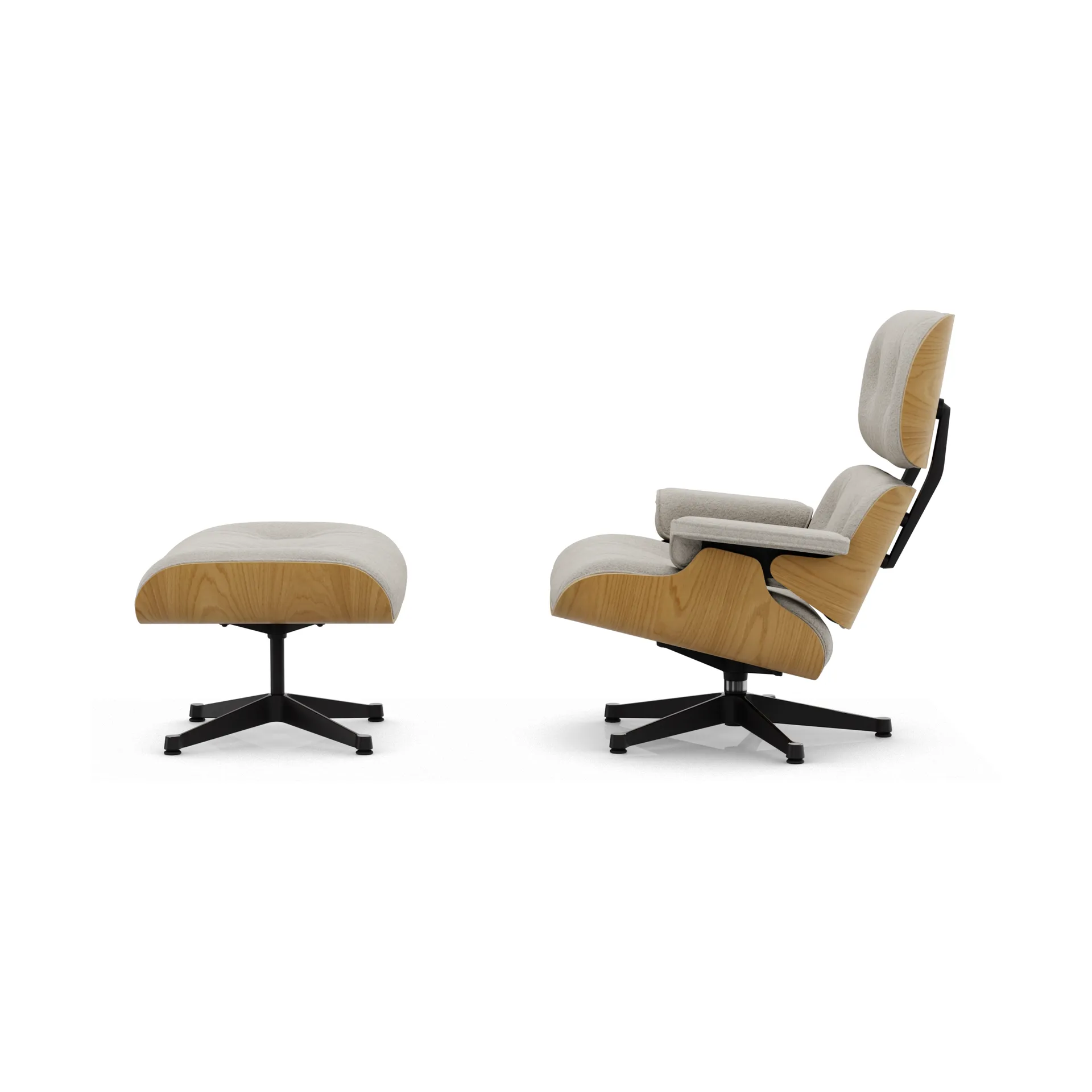Eames Lounge Chair & Ottoman new dimension, 01 Ivory-pearl-26 chestnut-pol. steel-black Vitra