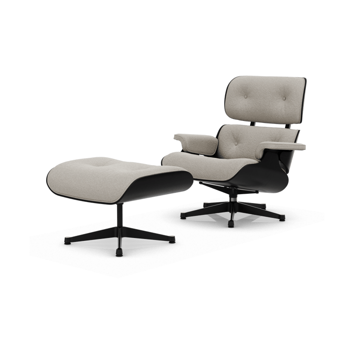 Eames Lounge Chair & Ottoman new dimension - 01 Ivory-pearl-27 kastanj svart-pol. steel-black - Vitra