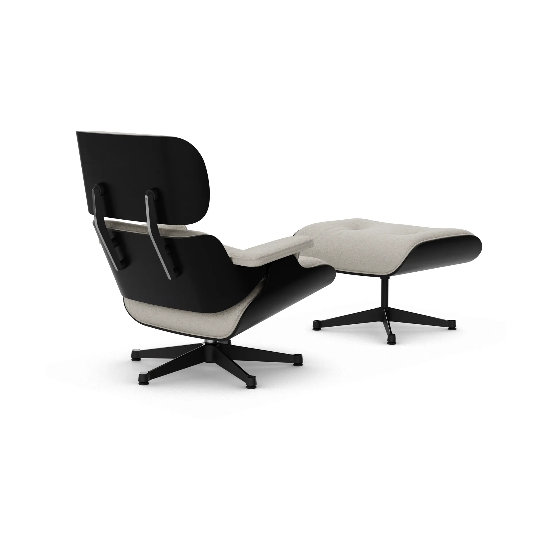 Eames Lounge Chair & Ottoman new dimension, 01 Ivory-pearl-27 kastanj svart-pol. steel-black Vitra