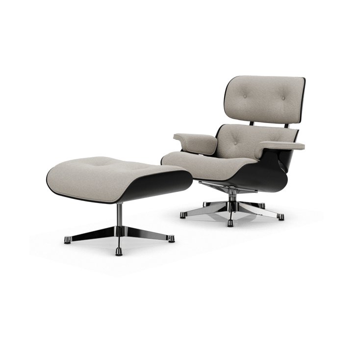 Eames Lounge Chair & Ottoman new dimension - 01 Ivory-pearl-27 kastanj svart-pol. steel - Vitra