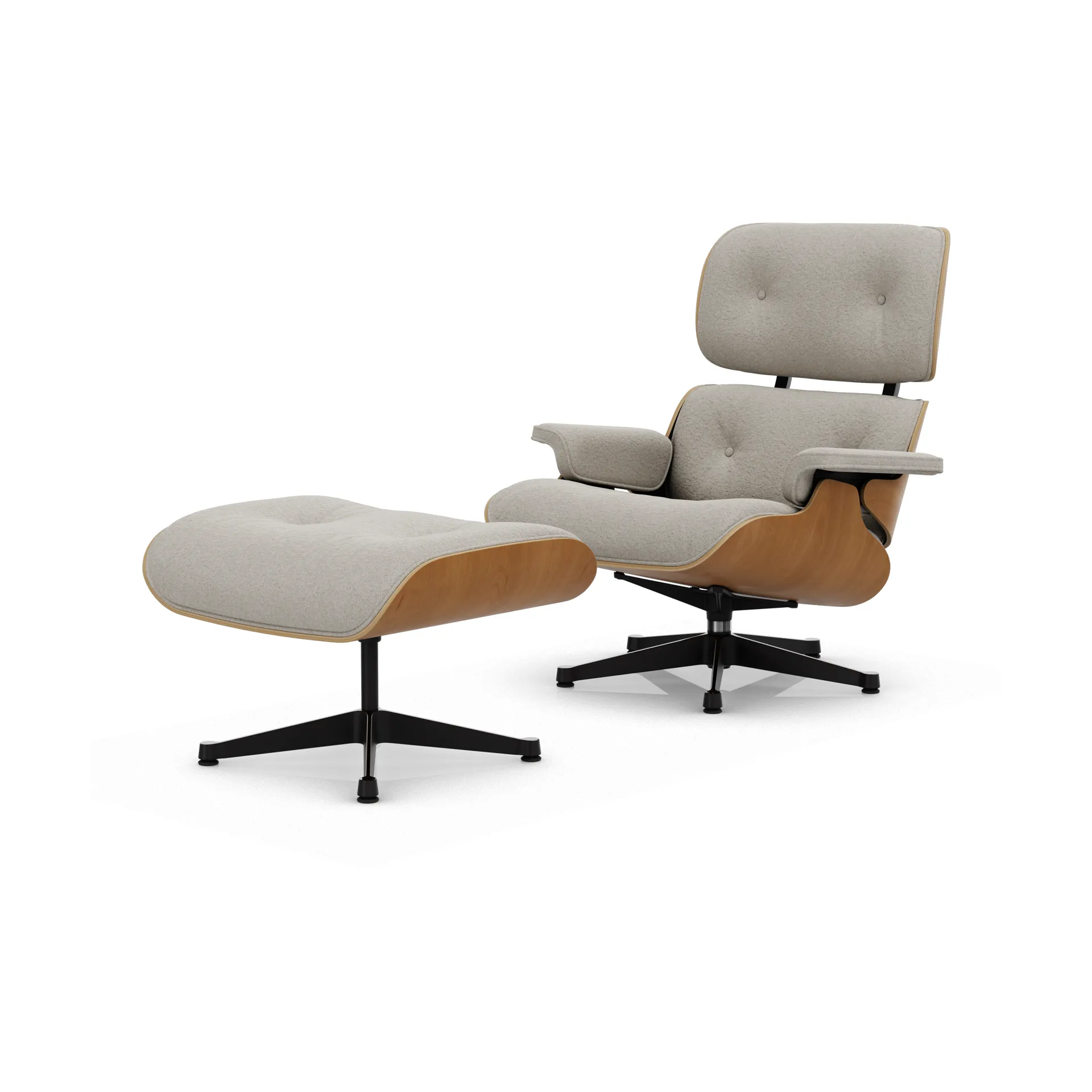 Eames Lounge Chair & Ottoman new dimension, 01 Ivory-pearl-28 kirsebær natural-pol. steel-black Vitra