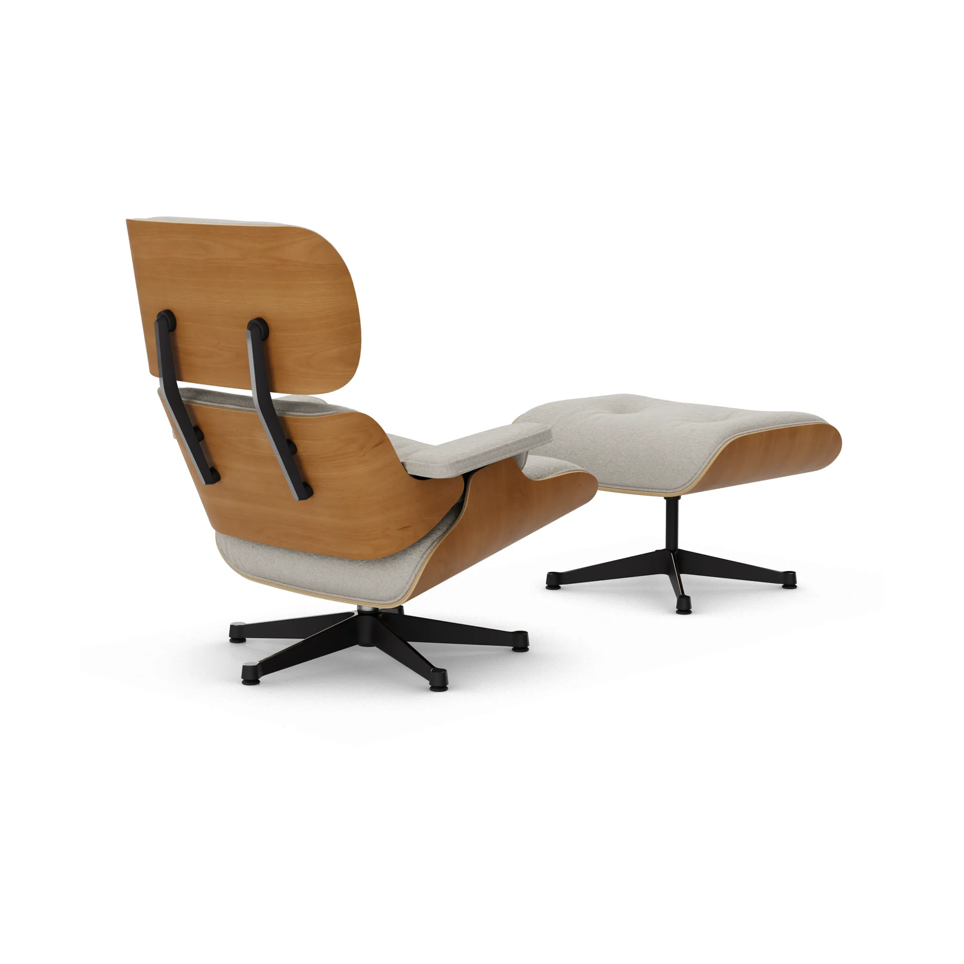 Eames Lounge Chair & Ottoman new dimension, 01 Ivory-pearl-28 kirsebær natural-pol. steel-black Vitra