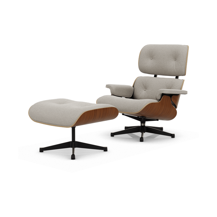 Eames Lounge Chair & Ottoman new dimension - 01 Ivory-pearl-31 valnøtt natural-pol. steel-black - Vitra